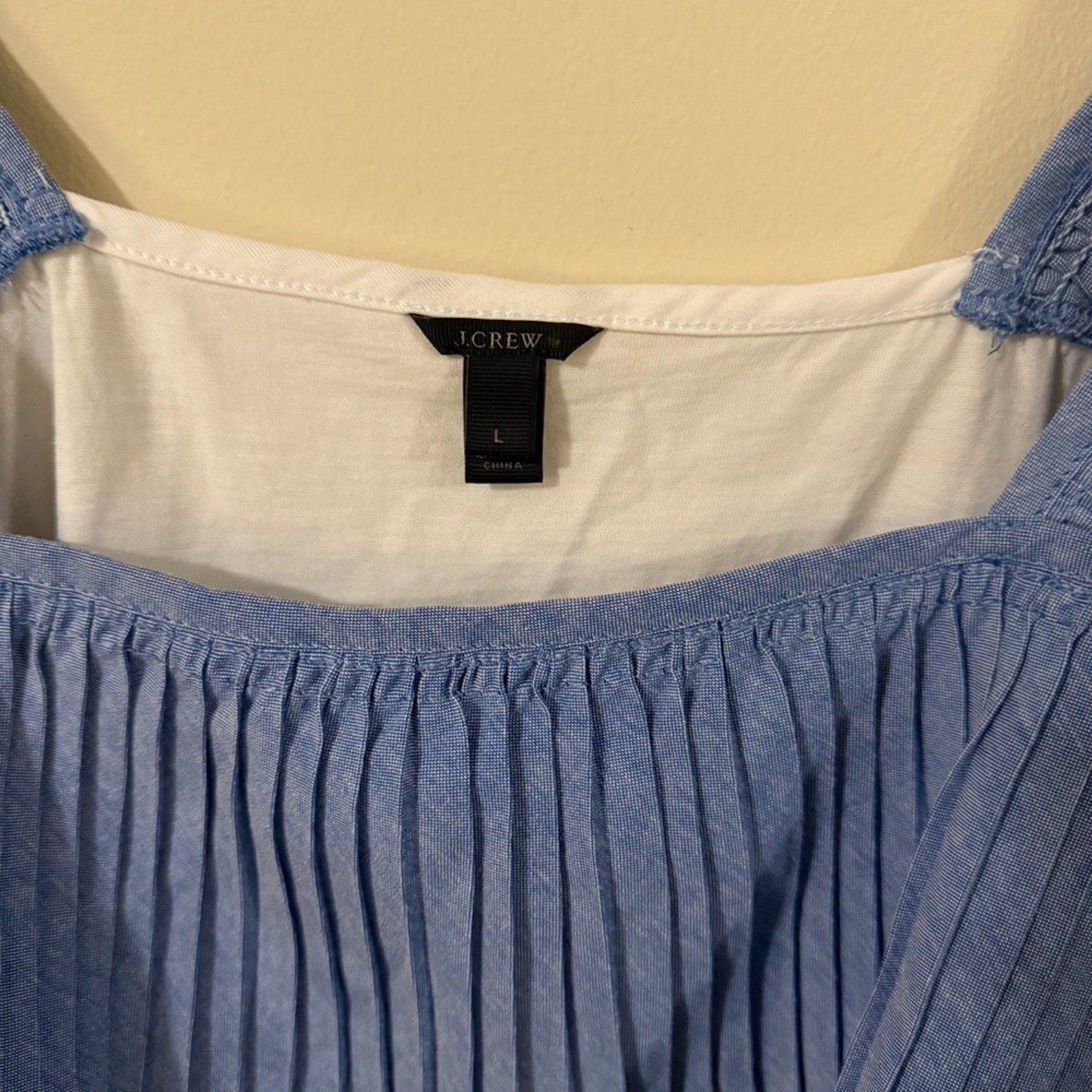 J Crew Womens Blue Sleeveless Tank Shirt Size Large Summer Beach Vacation