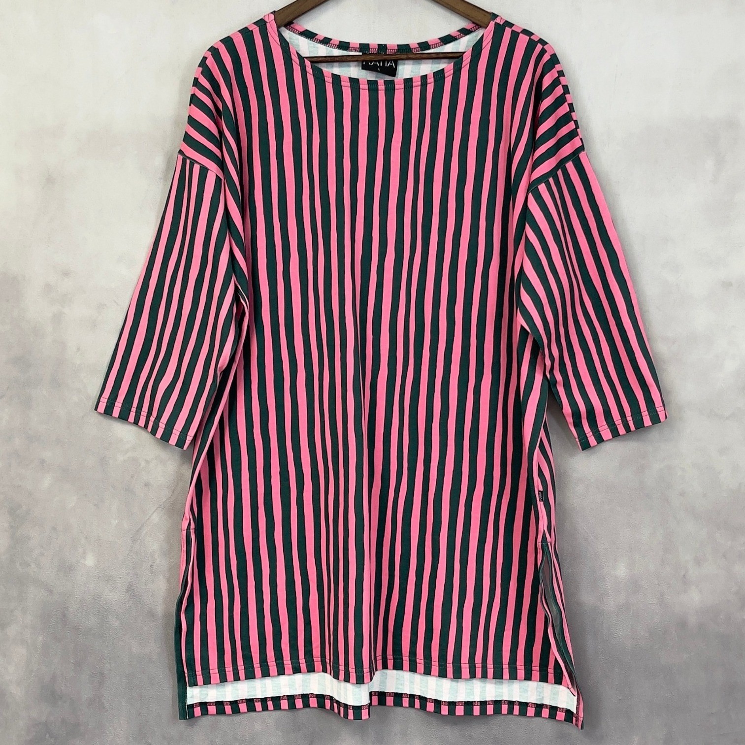 RATIA Martta Tunika Women Size L Striped Cotton Tunic Minimalist Nordic Scandi