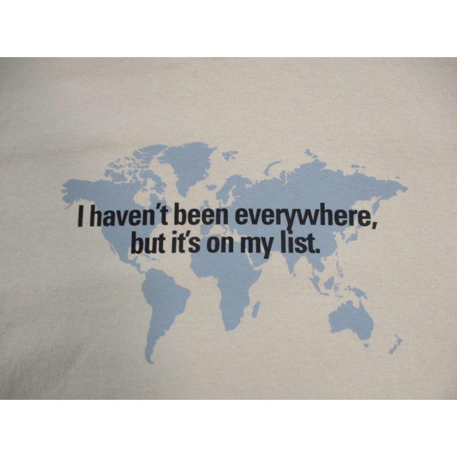 Gildan Heavy Cotton World Map Travel Graphic T-Shirt Beige Small