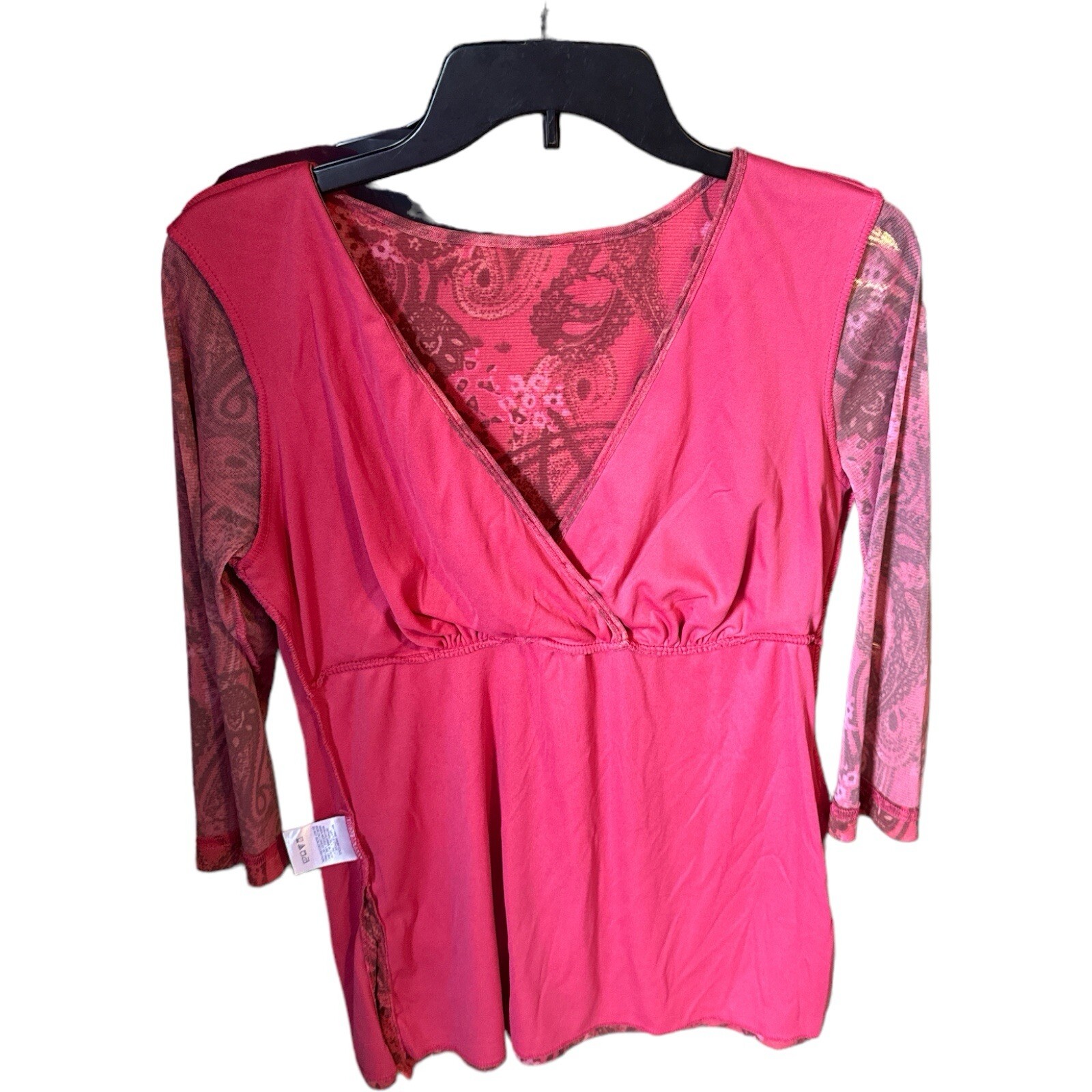 Faded Glory Women Mesh Wrap Top Blouse Rose Shimmer Size Medium new