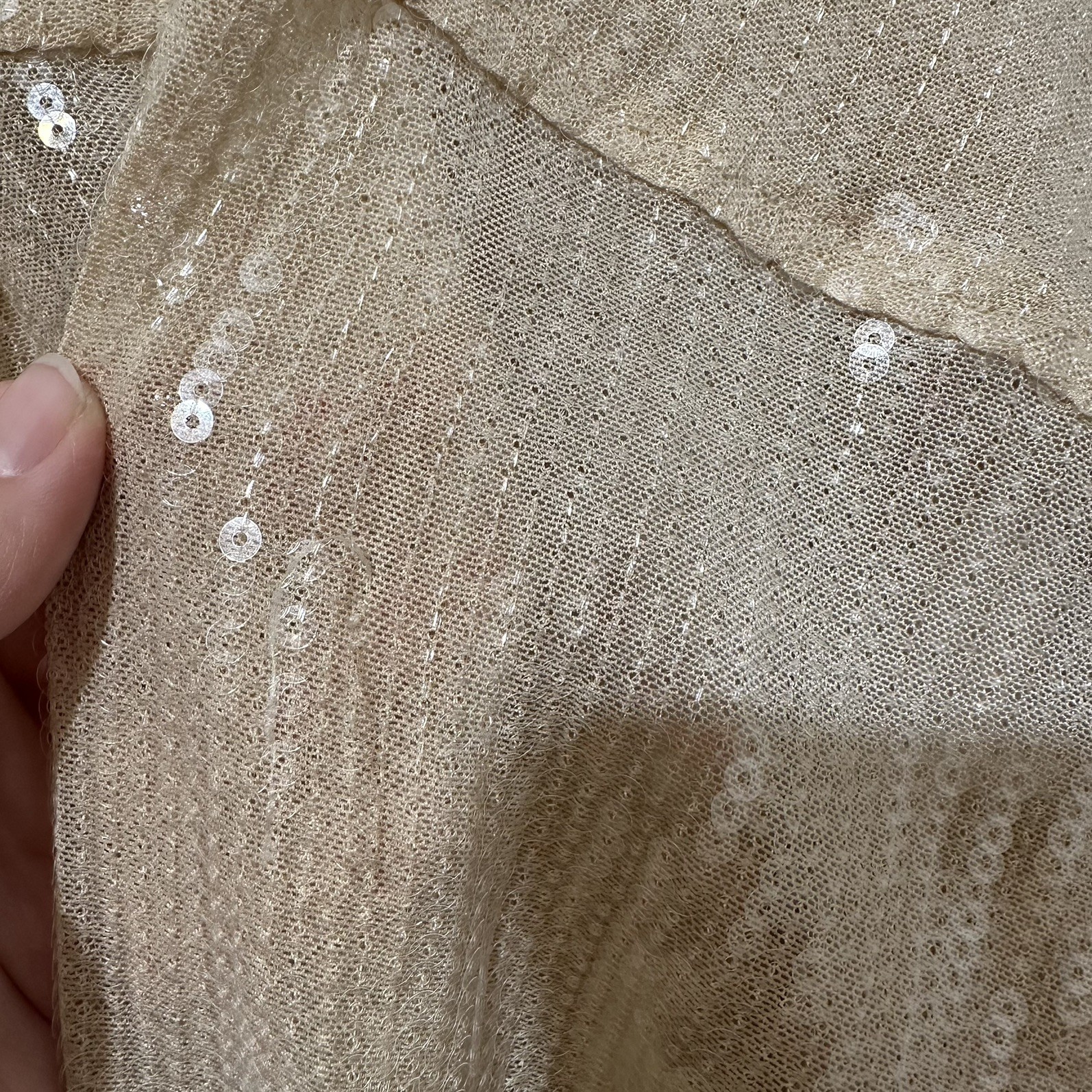 Pilcro Sequined Button Down Shirt L Ivory Holiday Office Party Wedding Event