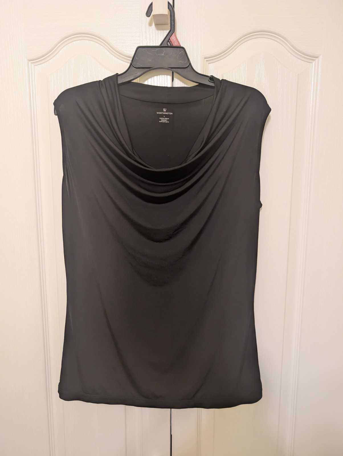 Worthington Size Large Black Cowl Neck Work-to-Night-Out Top