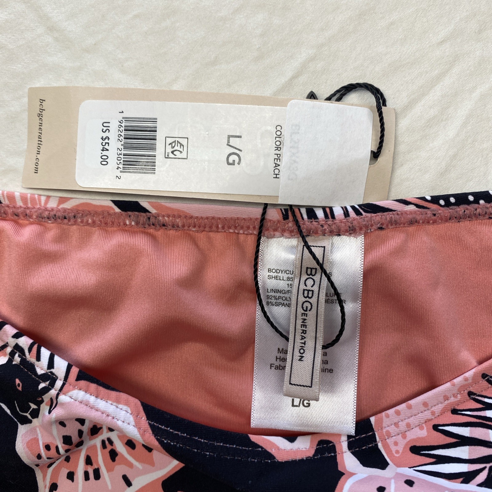 BCBGeneration Your Tracks Printed High Waisted Scoop Swimsuit Large NWT