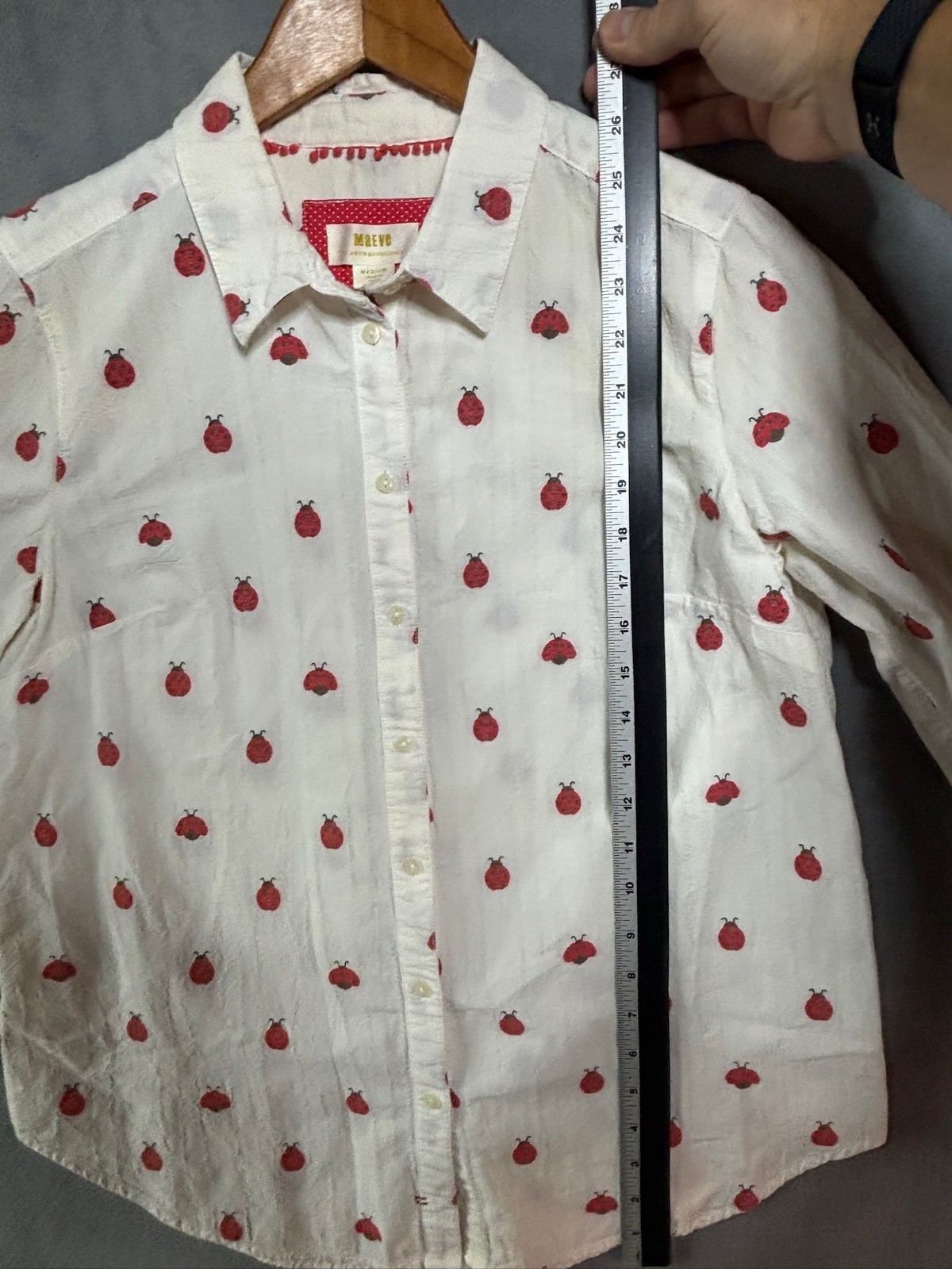 Anthropologie Maeve Classic Button-Down Ladybug Amal Medium Garden Nature