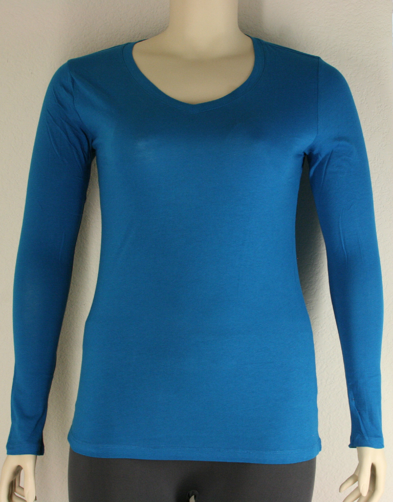 **Plus**Active Junior Basic Solid Plain Long Sleeve V-Neck Top Shirt 1XL-3XL