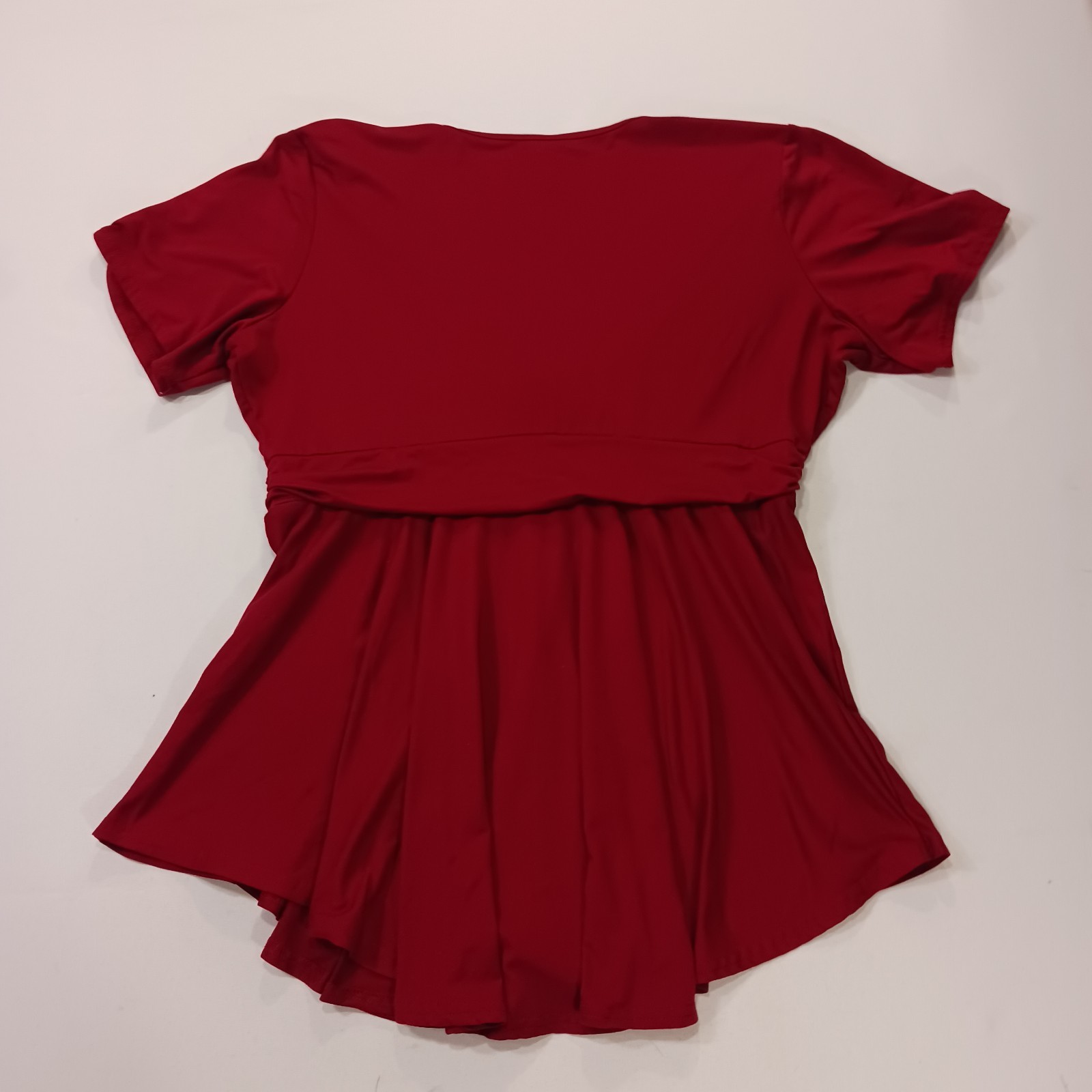 Allegrace Women’s Red Stretch Short Sleeve Casual Top Blouse Size 1X