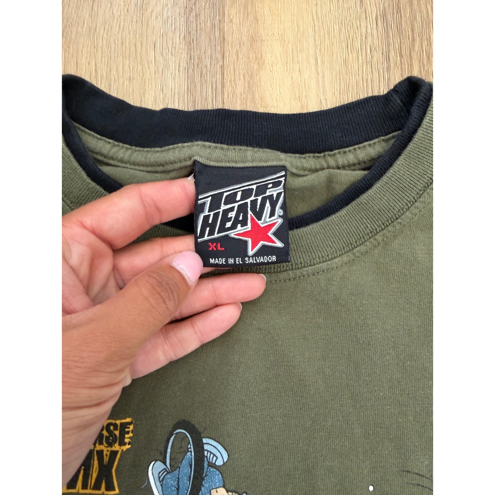 Vtg 2004 Top Heavy BMX Graphic Shirt XL Olive Green Y2K Skater Emo Long Sleeve