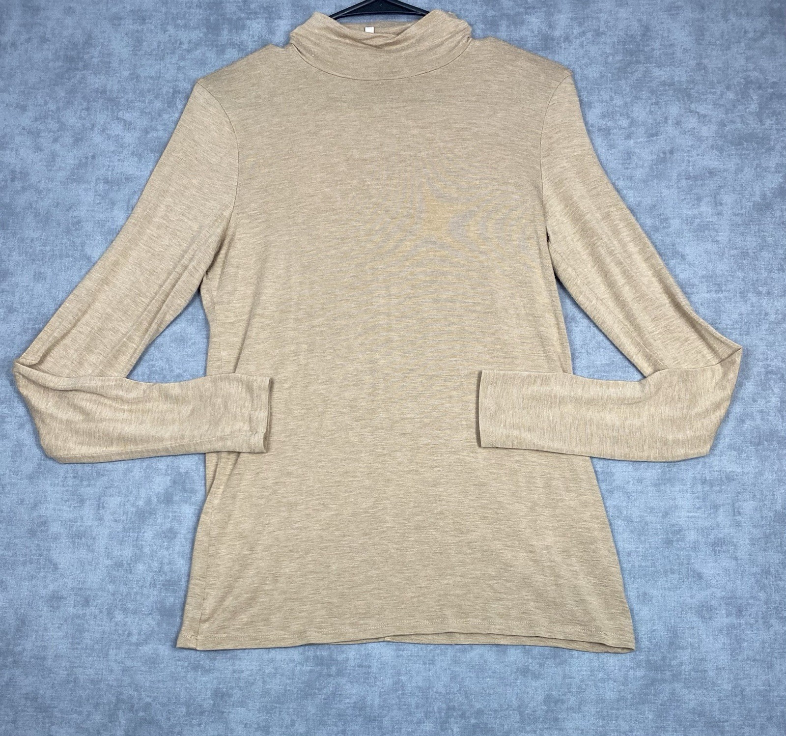 Banana Republic Signature Tee Turtleneck Top XS Beige Modal Stretch Long Sleeve