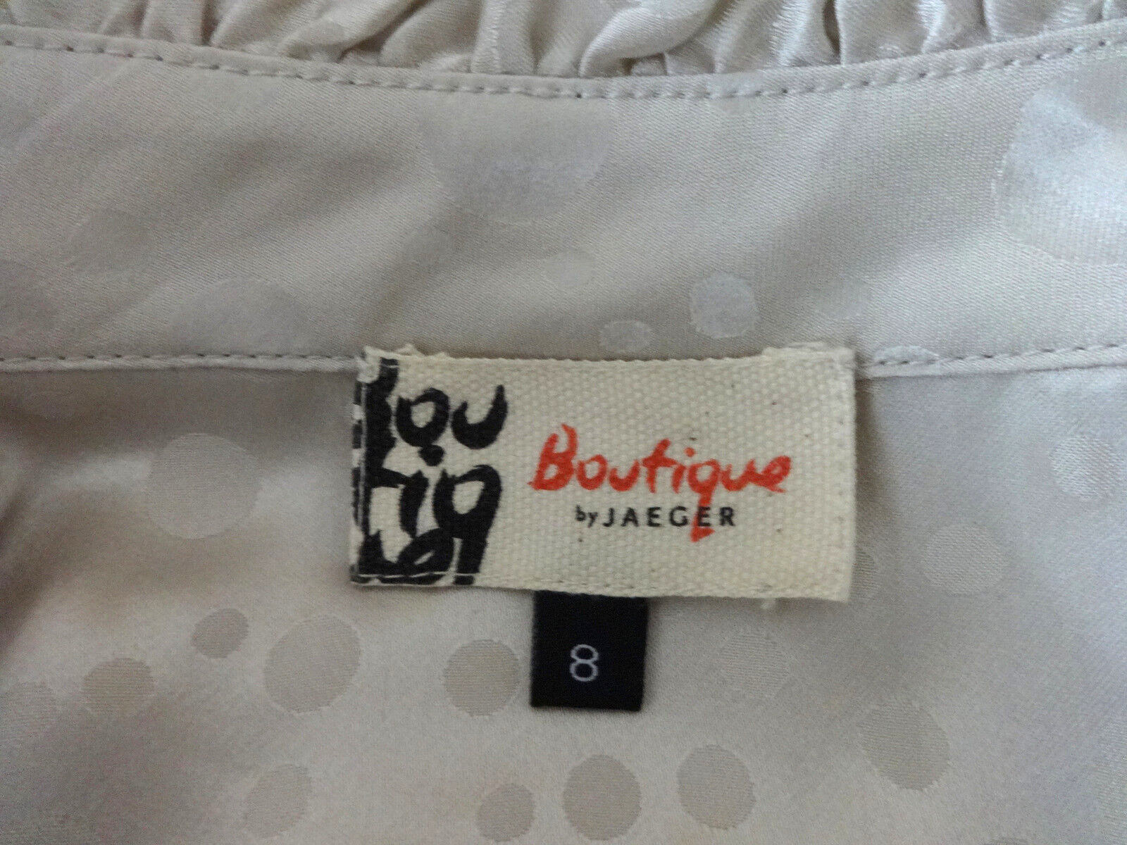 Jaeger Pale Grey Silk Blouse With Ruffles 8/10