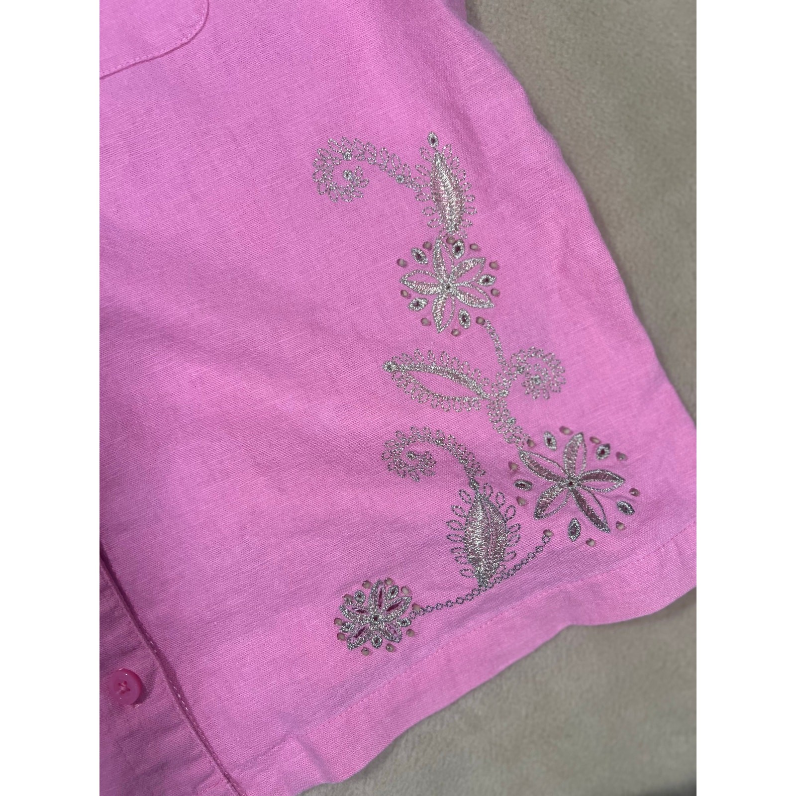 Vintage Erika Button Down Womens Pink Paisley Flowers Grandmacore Cottagecore PL
