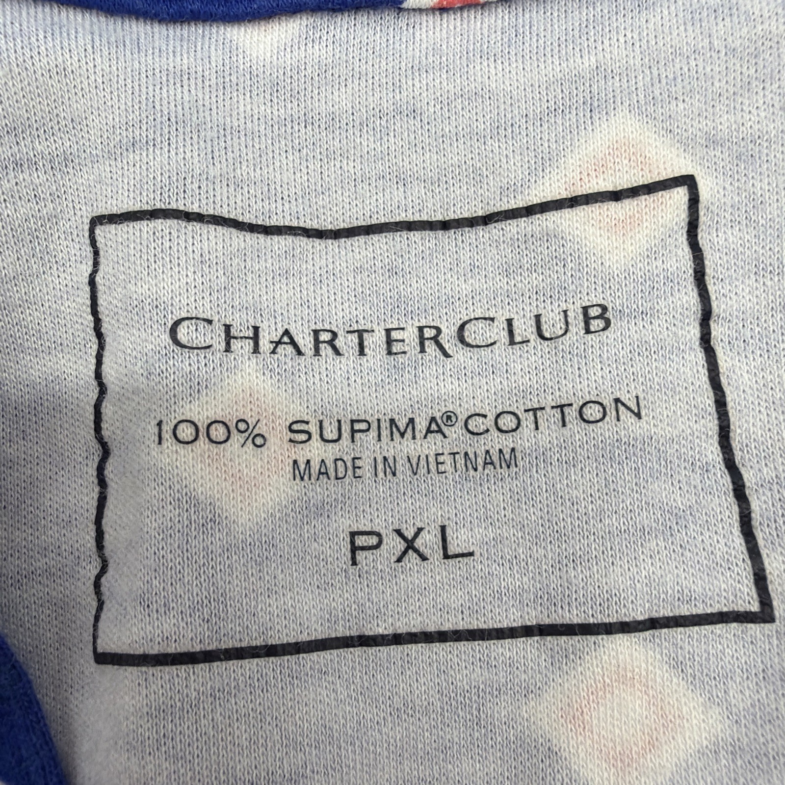 Charter Club 3/4 Sleeve Polo Shirt Women PXL Blue Aop 100% Supima Cotton.#46935