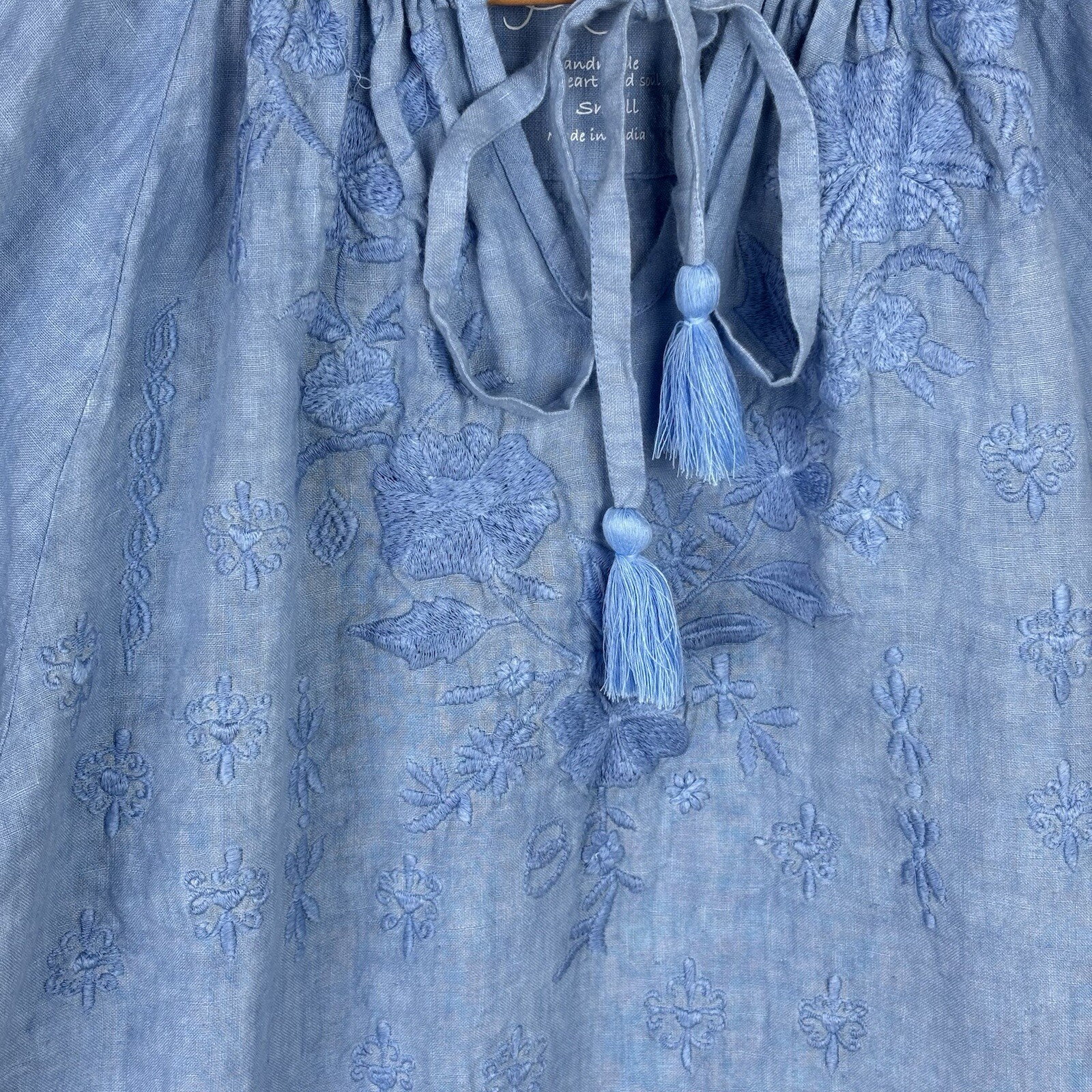 NWT Kyla Seo Caite Sz S 100% Linen Dress Tunic Blue Women Costal Beach Resort