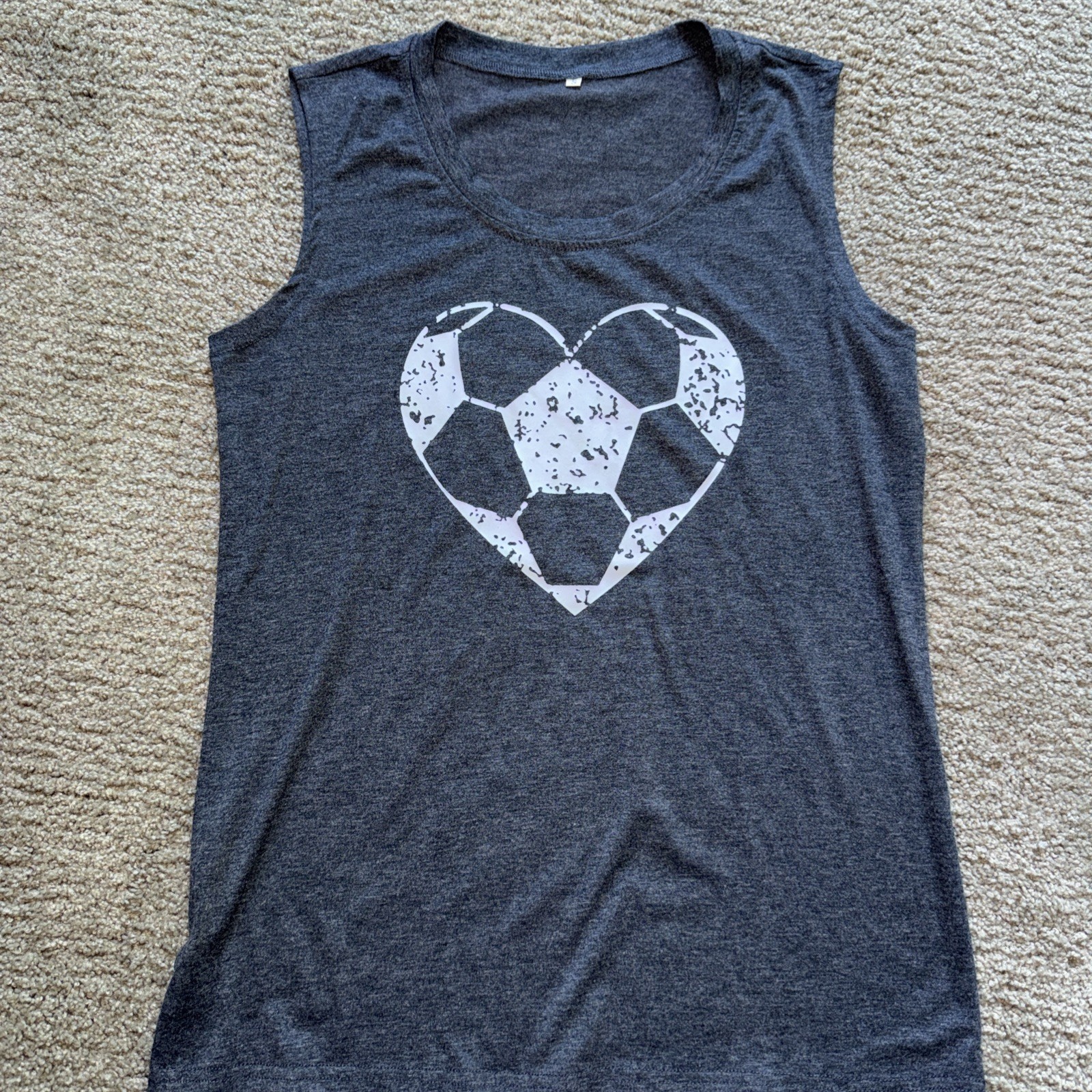 Soccer Heart Sleeveless Shirt Dark Heather Size Small