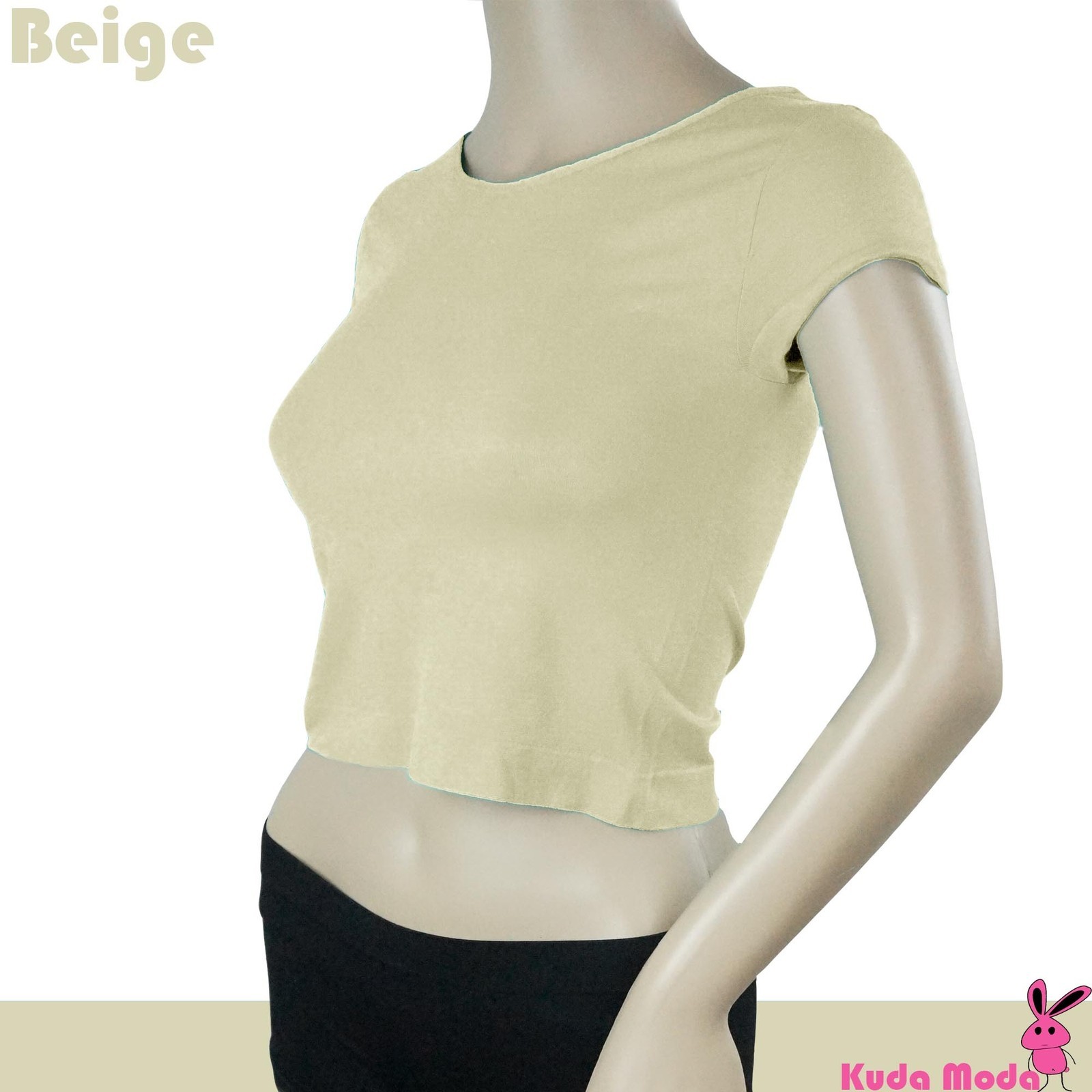 Sexy Basic Cropped Top Solid Plain Round Neck Short Sleeve Belly T-Shirt Tops