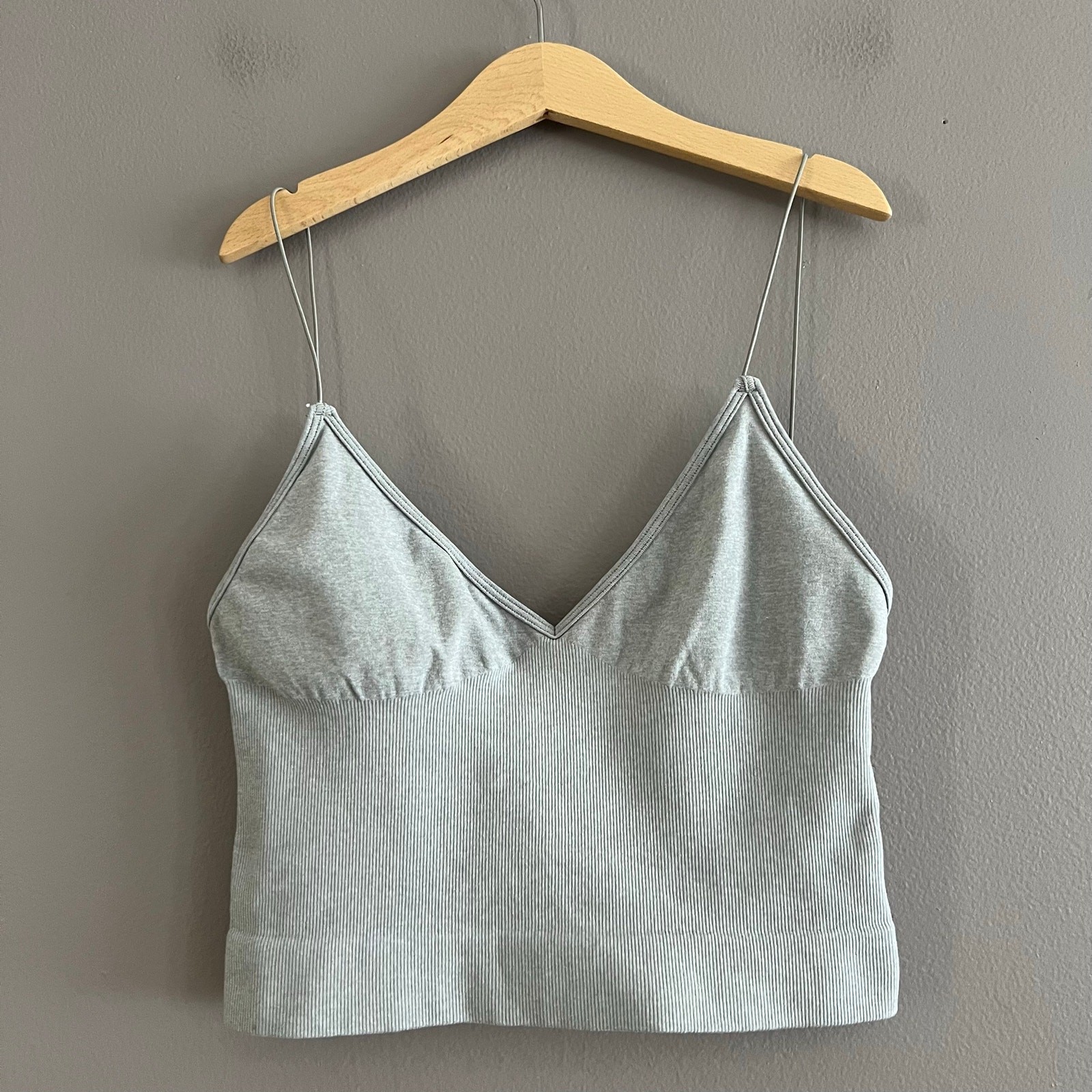 Free People Intimately Seamless Brami Tank Top XS/S Gray Elastic Strap Crop Cami