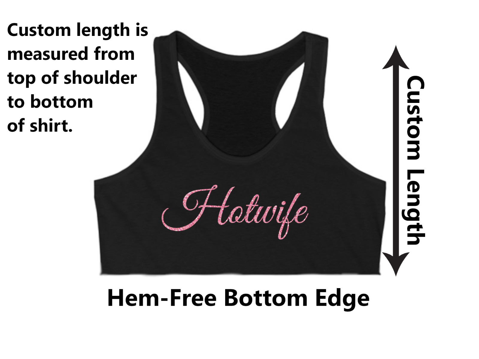 Hotwife Glitter Underboob Crop Top Custom Length Bimbo Slut Outfit
