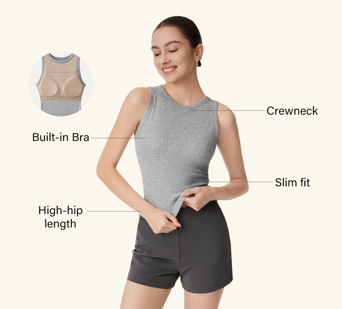 OGL Women’s Crewneck Cotton New Airy Bra Tank – No Import Fees