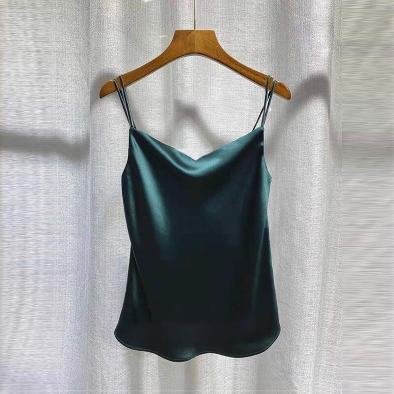 Ladies Silky Tank Top Strappy Satin Vest Casual Shirt Sleeveless Solid Vest Tops