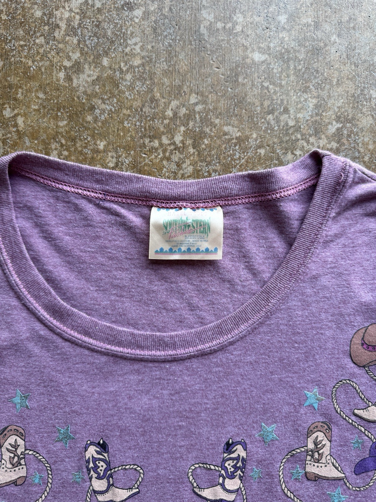 VTG 90s 80s Southwestern Fashion Arizona Cowboy Horse Purple T-Shirt Womens M