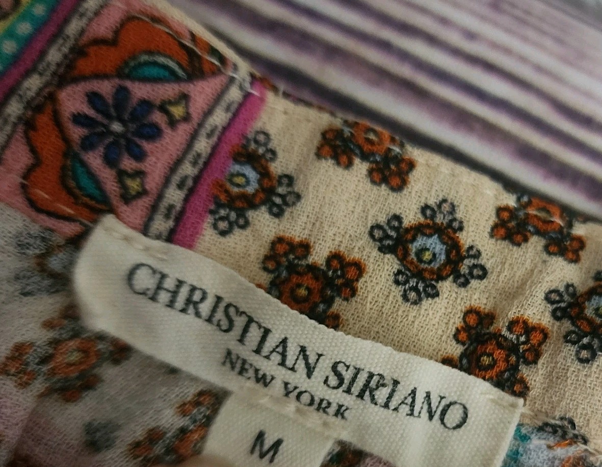 Christian Siriano Top Boho Patchwork Bohemian Hippie Sleeveless Shirt Medium