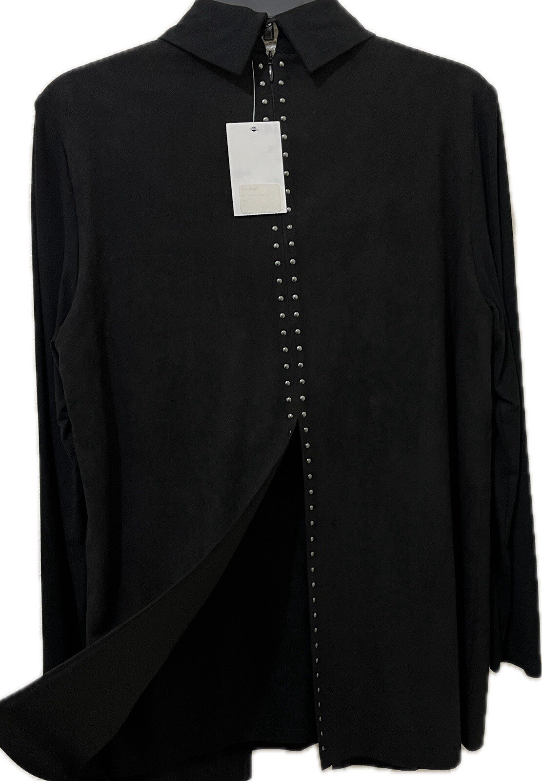 Ming Wang Tunic Top Womens XS Vampy Goth Office Open Slit Layered Oversized NWT