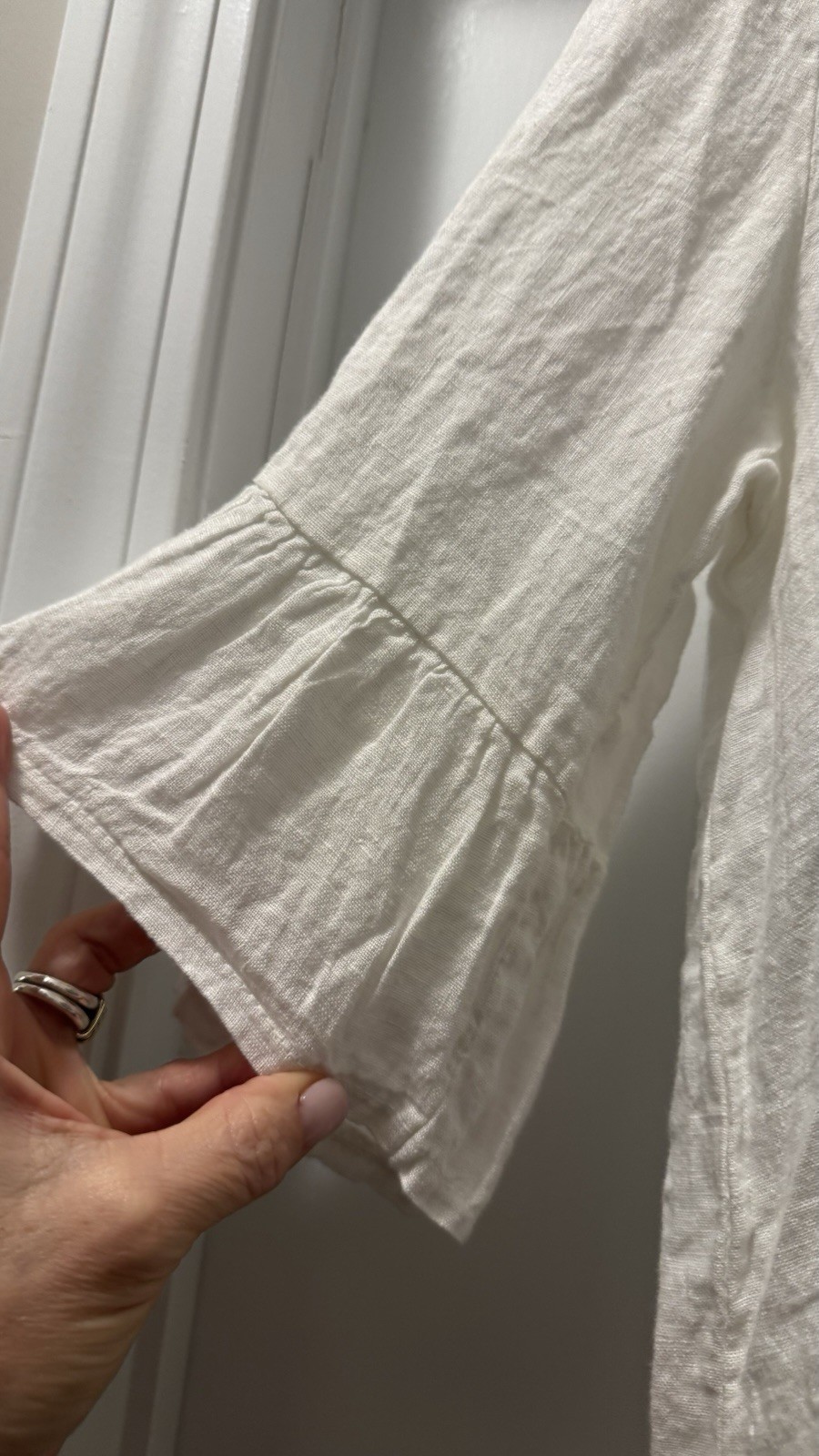 Francesca Bettini Women Italian Linen NWT Size L Cottagecore Romantic Ruffle Hem