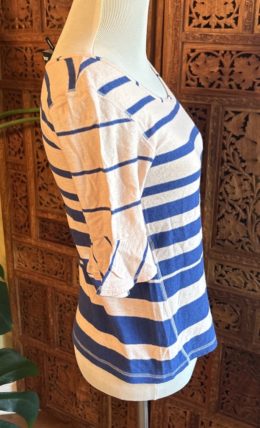 Sonia Rykiel Made In Romania Women Stripped T-Shirt Small Cotton & Linen Blend