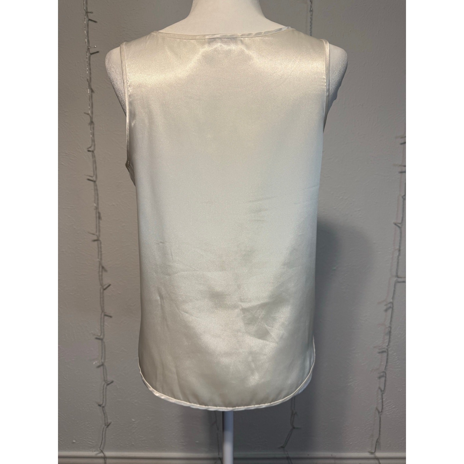 100% Pure Silk Ivory Sleeveless Shell Blouse | Luxury Tank Top