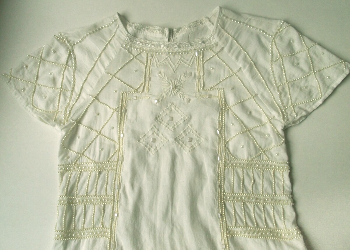 NEW Vintage Dorothy Perkins 1920s Style Cream Embroidered Beaded Shell Top UK 6