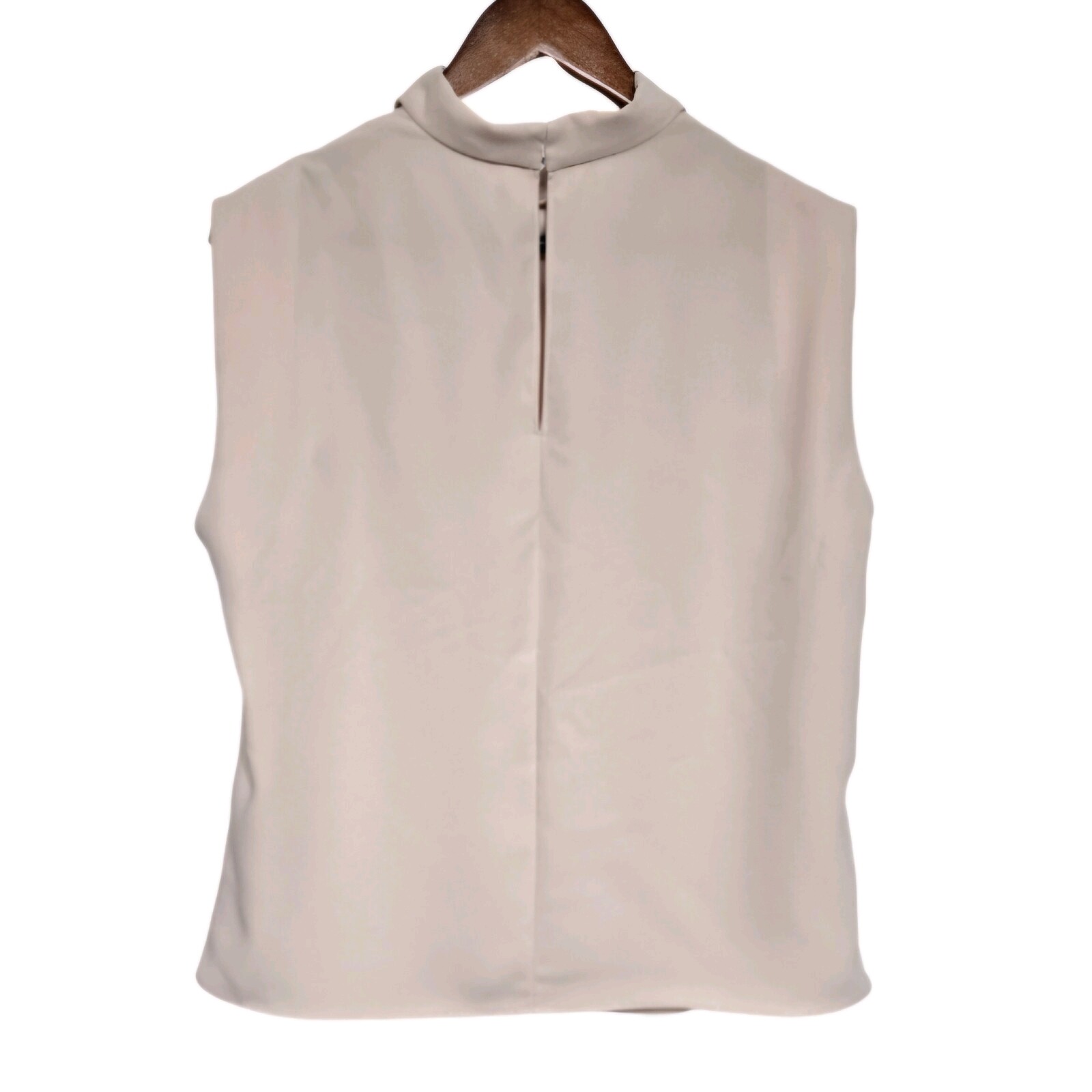 AMANDA UPRICHARD “Fabienne” Sleeveless Draped Neck Top Keyhole Back Beige LARGE