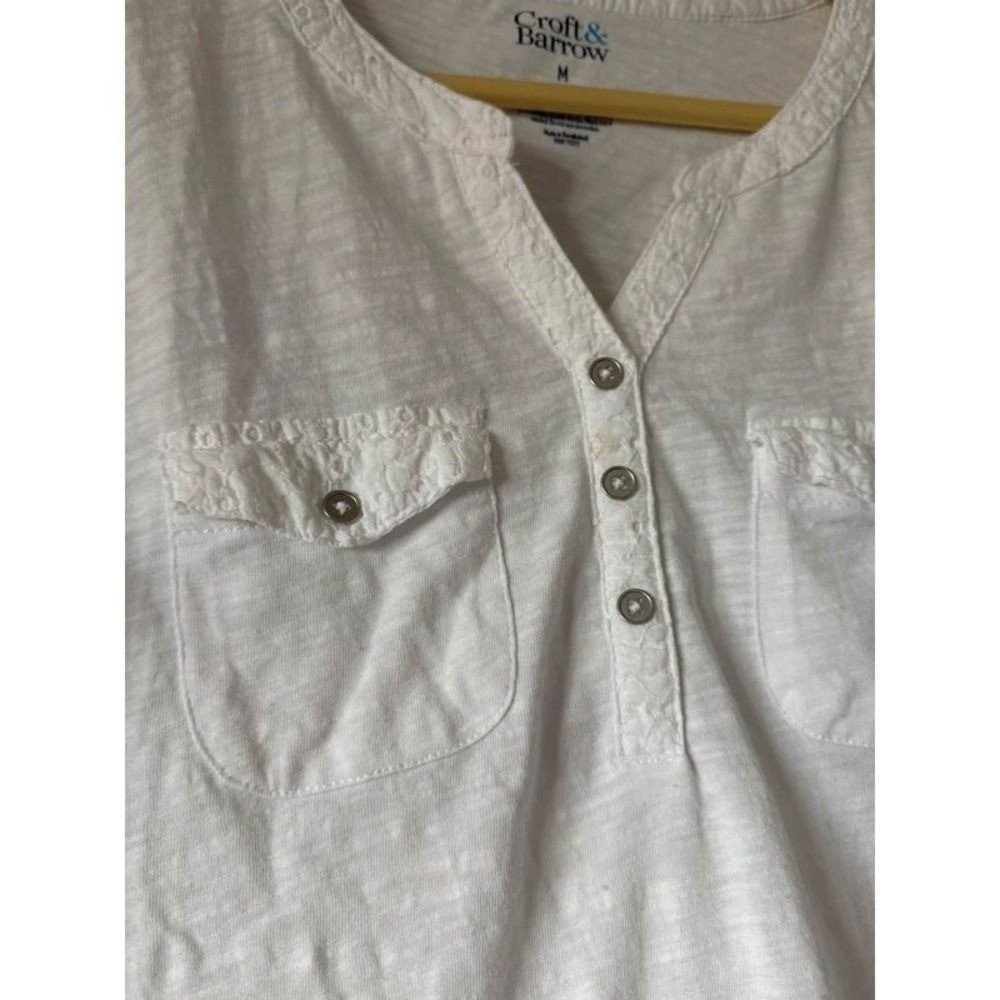Croft & Barrow White Textured Henley Top