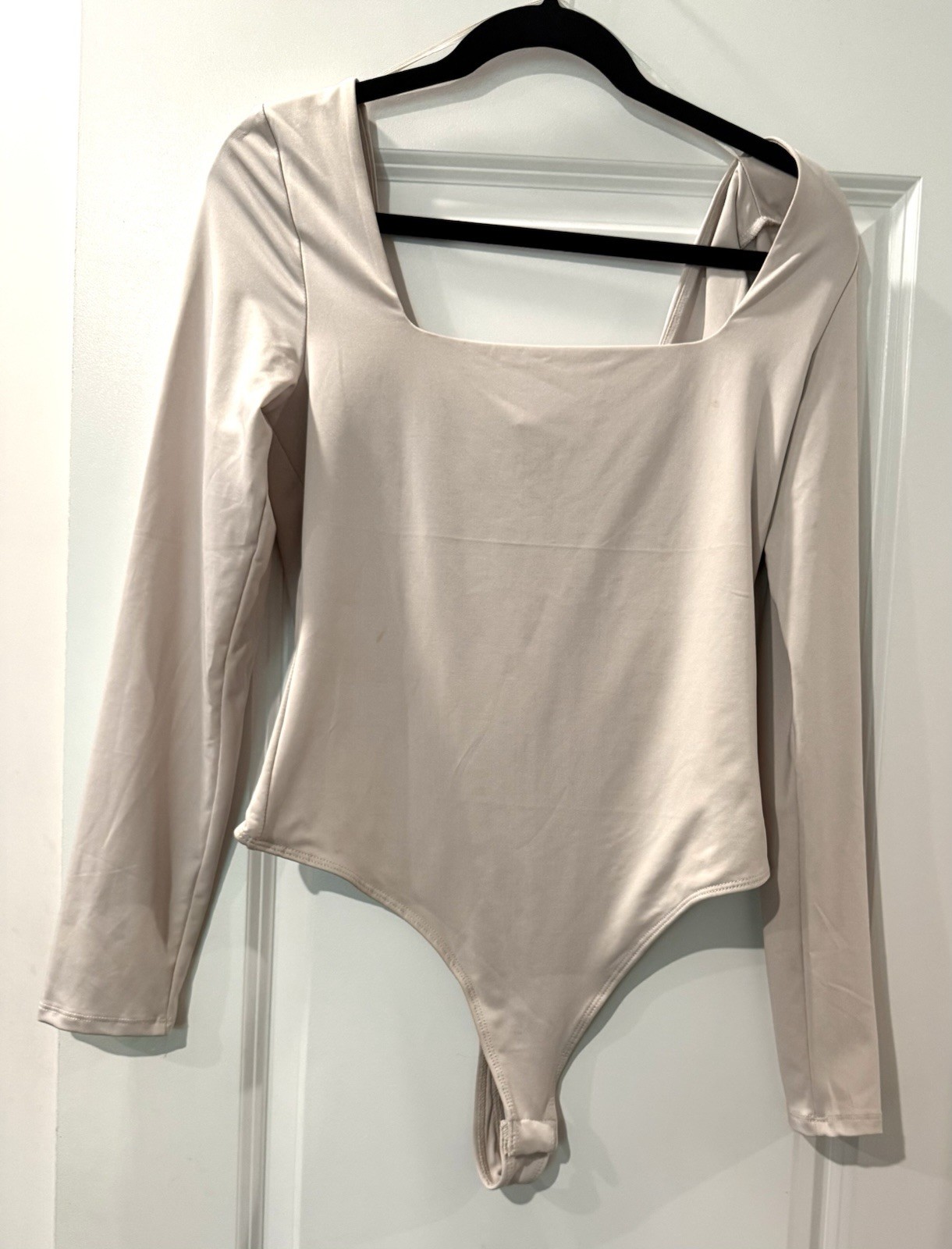 Couture, Beige Square Neck, Bodysuit, Size Xl