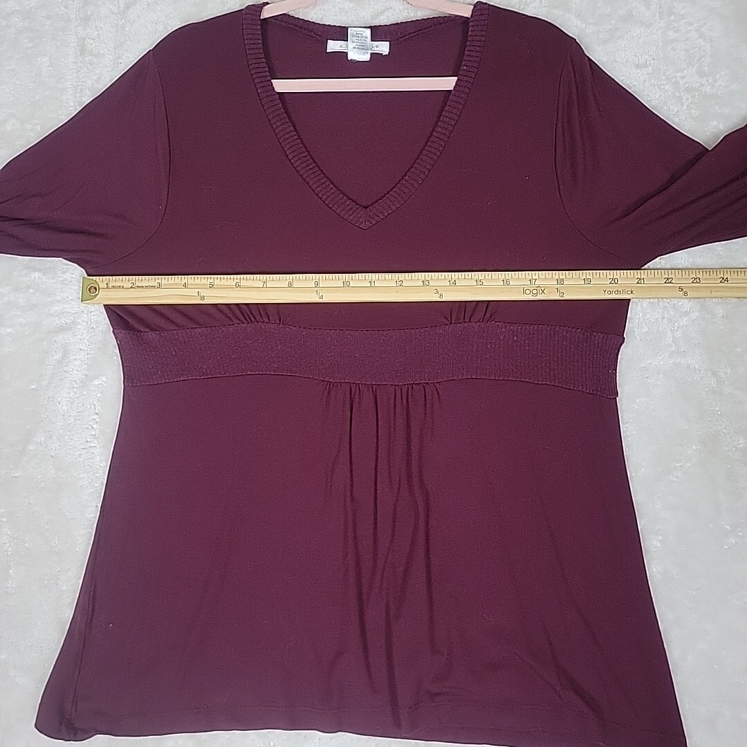 August Silk Options XL Women’s Top Knit Burgandy High Waist 3/4 Balloon Sleeves