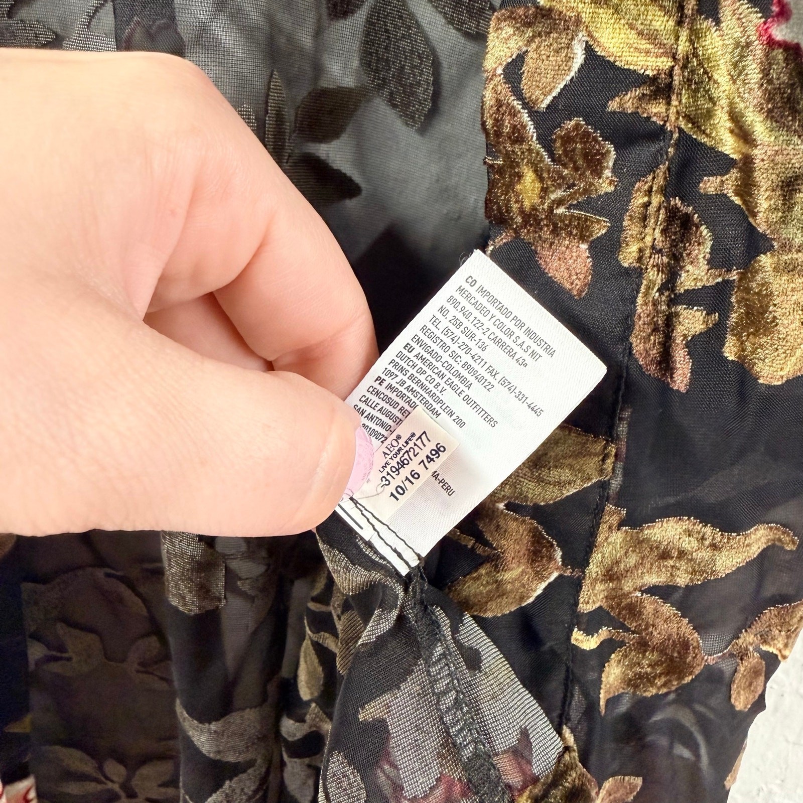 American Eagle Burnout Floral Medium Semi Sheer Open Cardigan