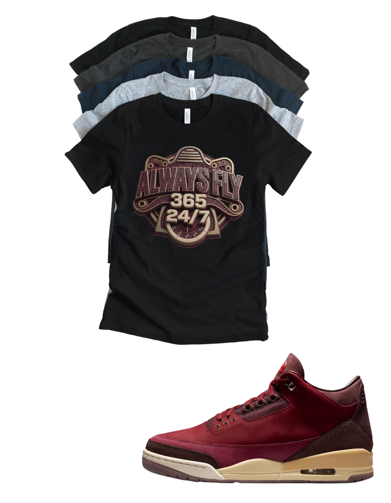 Custom Shirt to match Premio Streetwear Fly tee Matching for Jordan 3 Bin 23