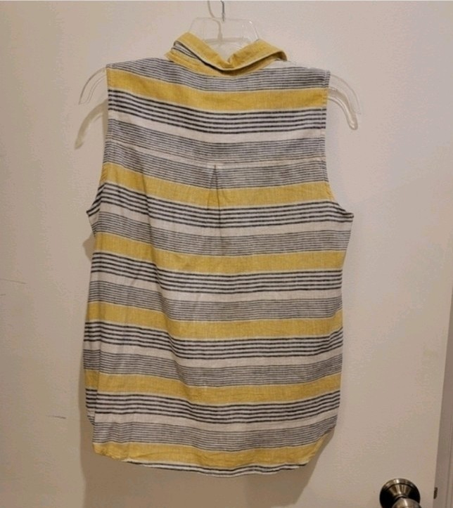 BeachLunchLounge Janera Sunshine Striped Tie-Front Linen Sleeveless Top S NWT