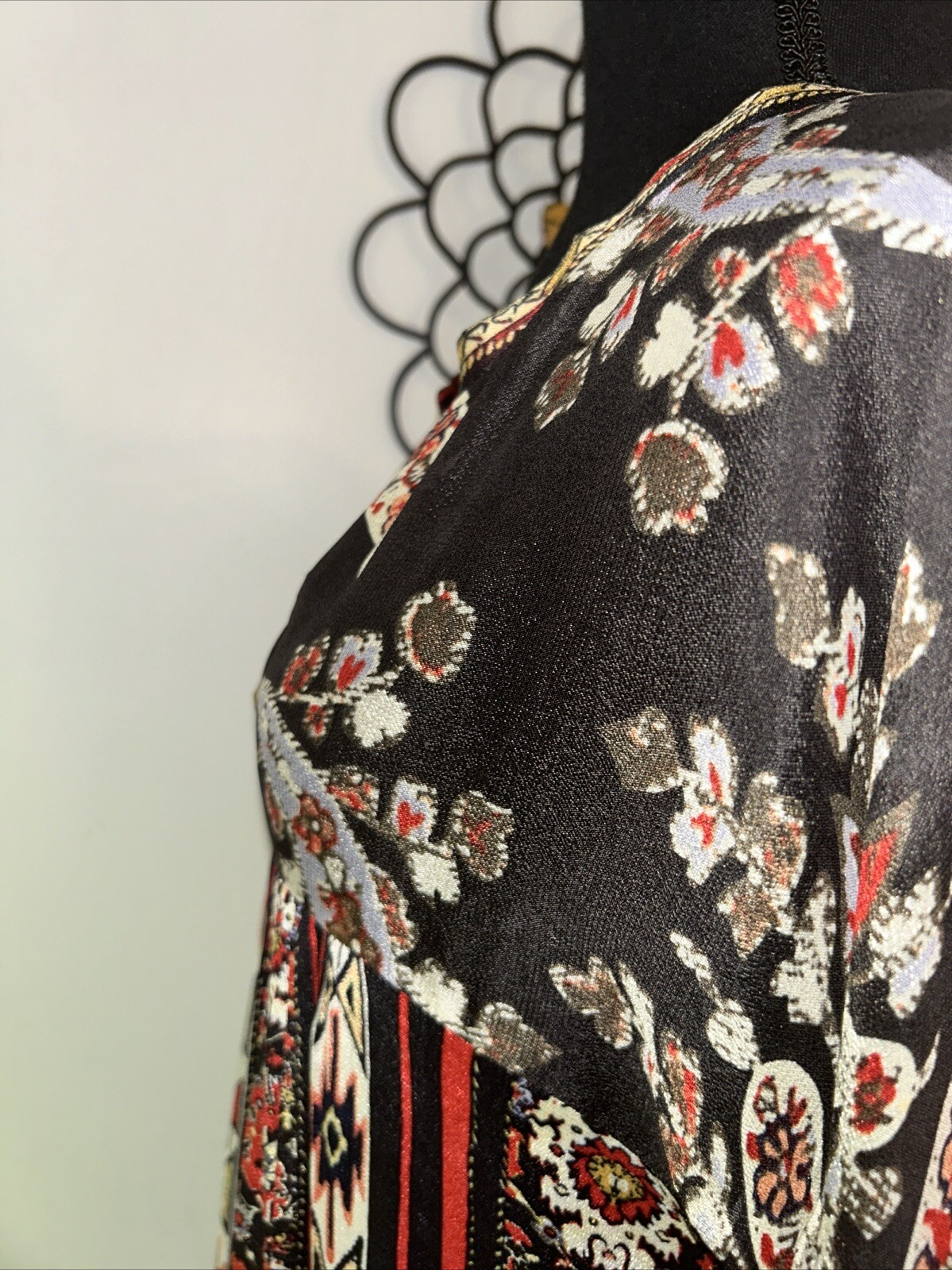 Isabel Marant Etoile Top Tucson Black/Red Paisley Print Crepe Blouse Sz M
