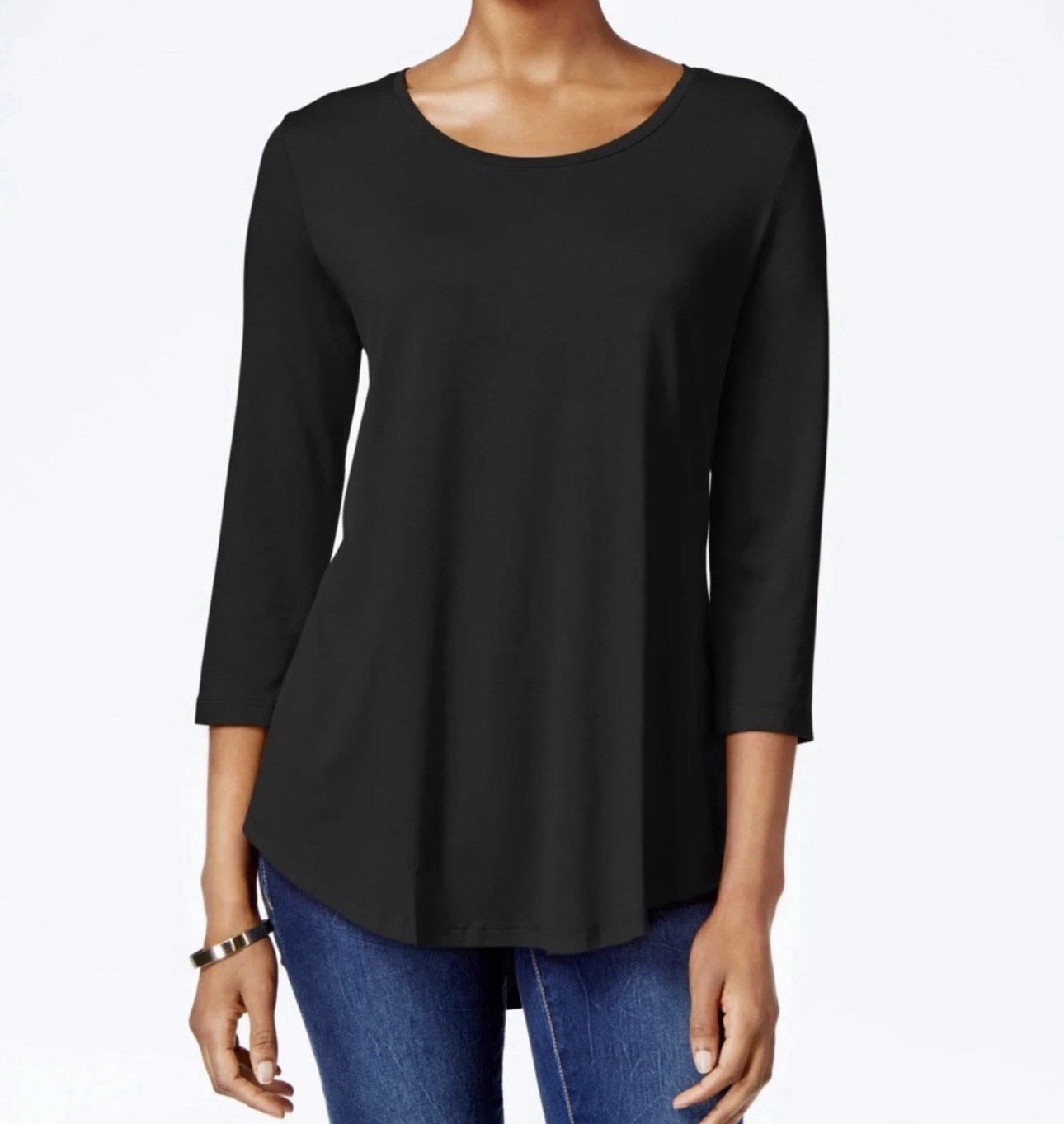 Lot of 13 – Black 3/4 Sleeve Swing Tunic Top Rayon Spandex XS S M L XL