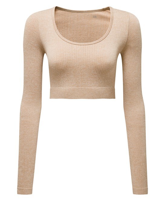 Personalised Custom Women TriDri ribbed seamless 3D Fit Crop Top Exercise TR224