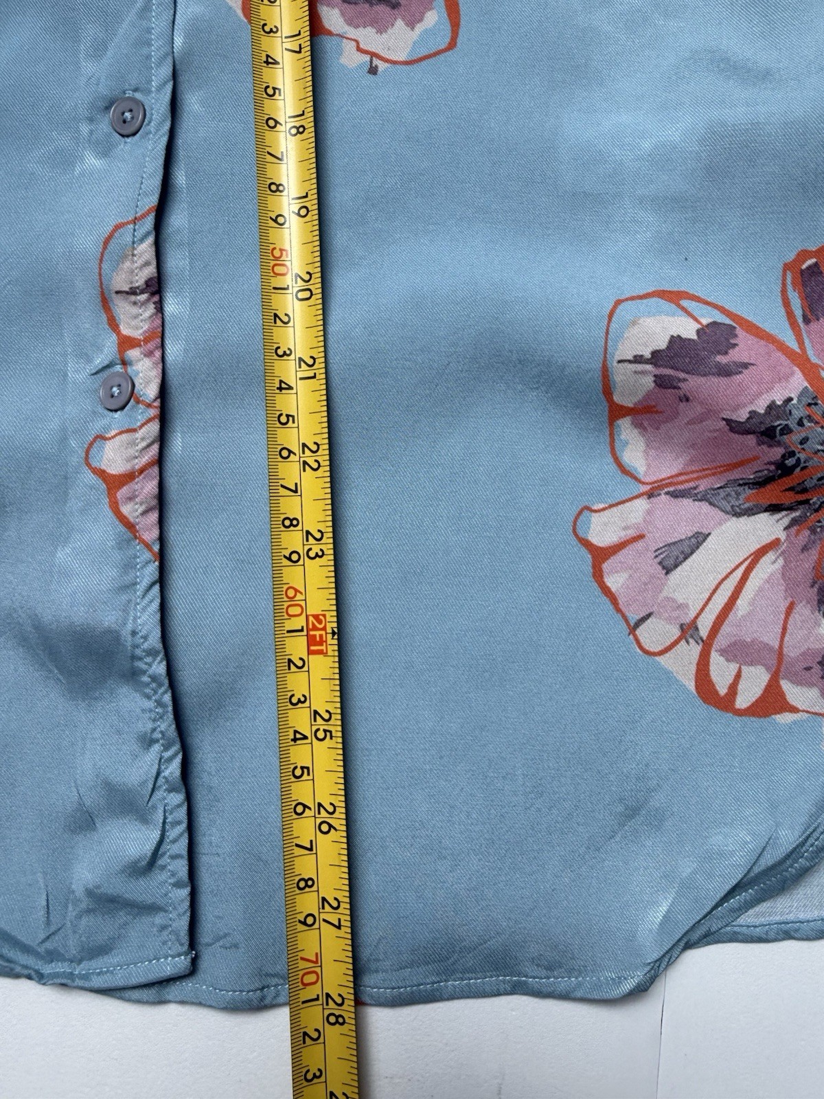PS Paul Smith Blouse Womens Medium 40 Blue Shirt Floral Flower Button Up Viscose