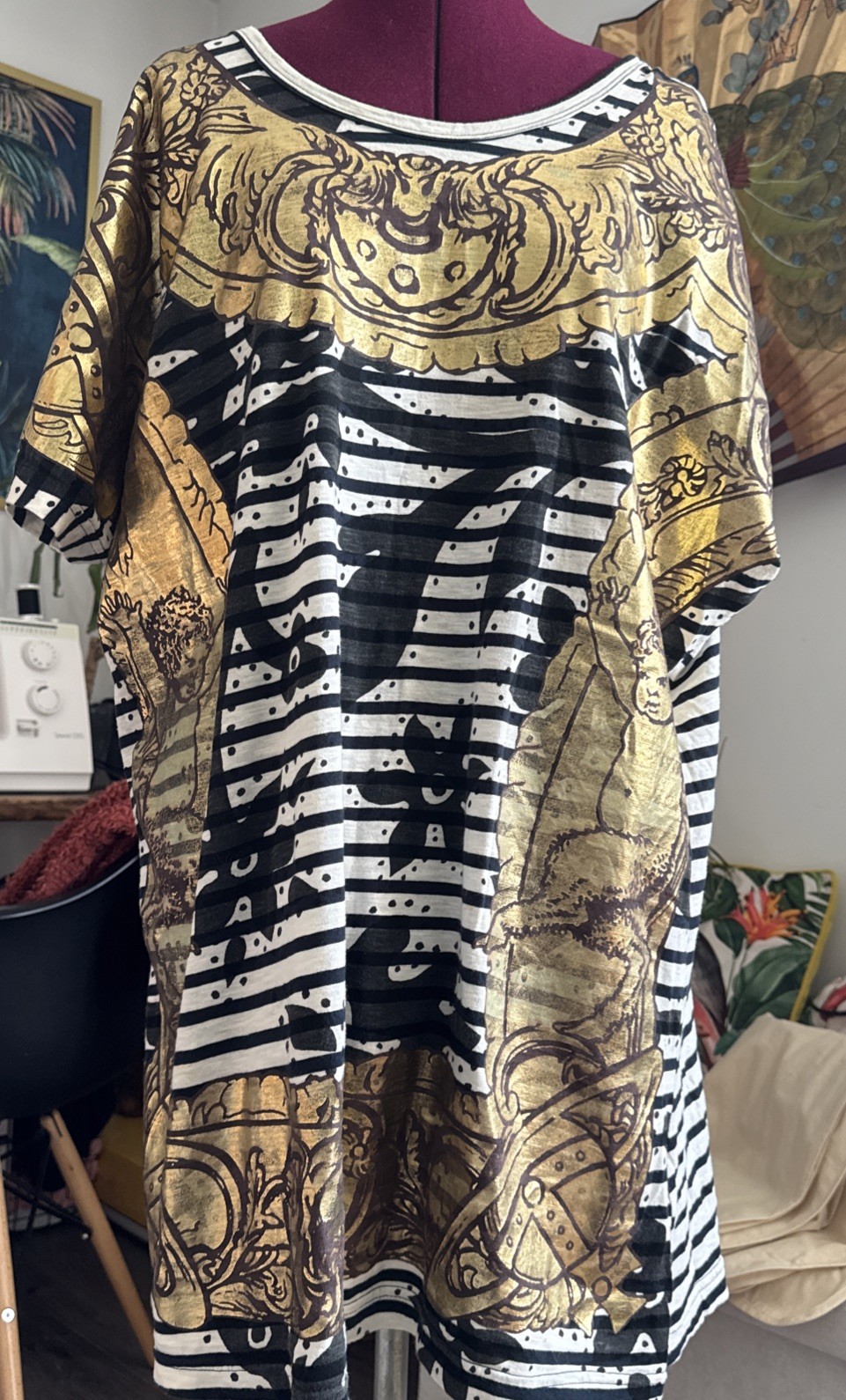 Stunning RARE VIVIENNE WESTWOOD CHERUB ORB Print DRESS/ TUNIC TOP / LONG TEE
