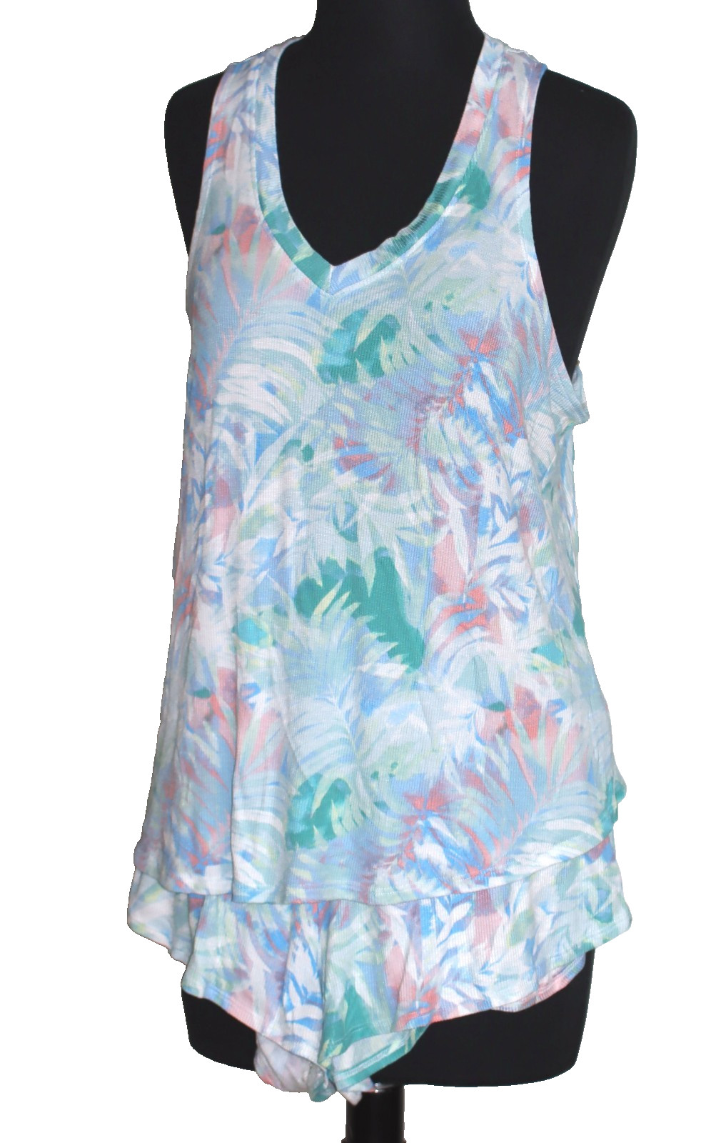 Tranquil & True size L -2 pc warm weather shorty pajamas elastic waist w/ties