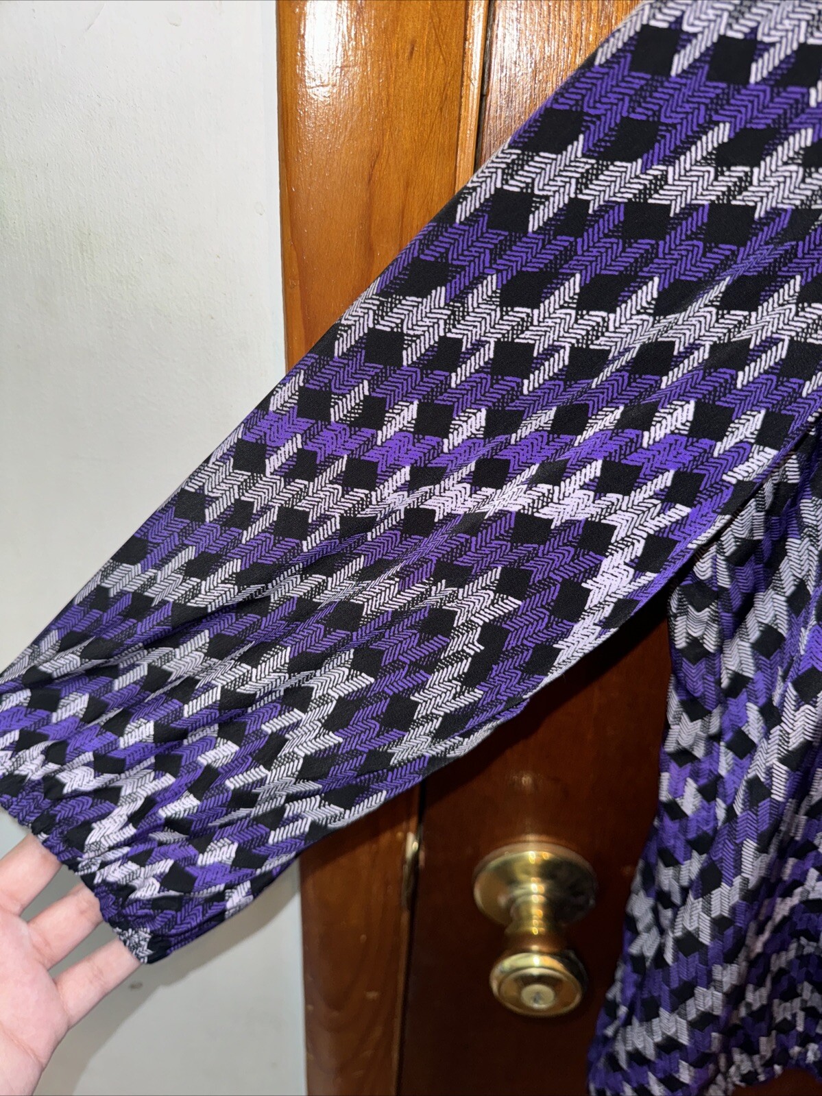 Dana Buchman Womens Purple And Black V-neck Blouse Size XL