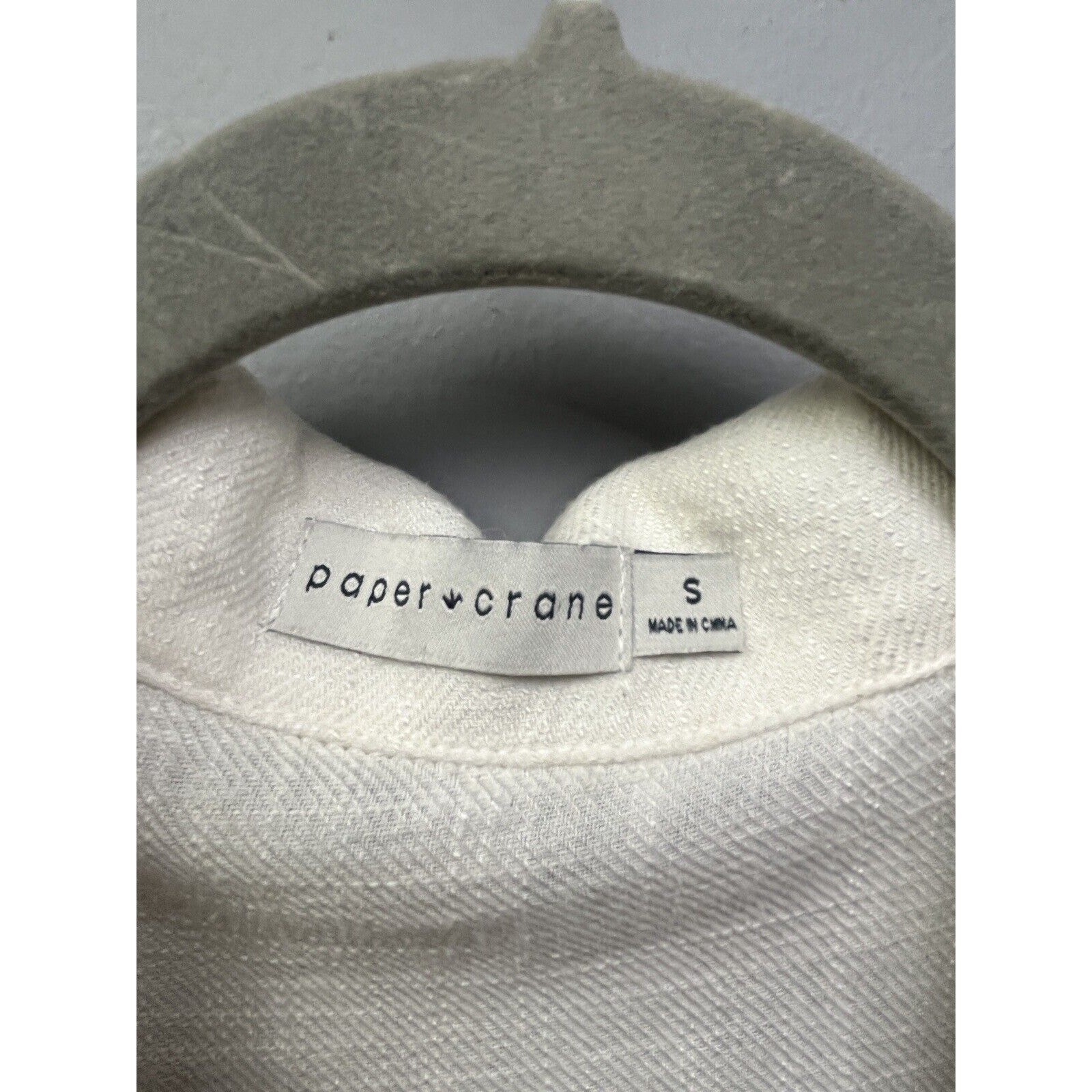 Paper Crane Anthropologie Jacket Womens small Ivory Button Shirt pockets Linen