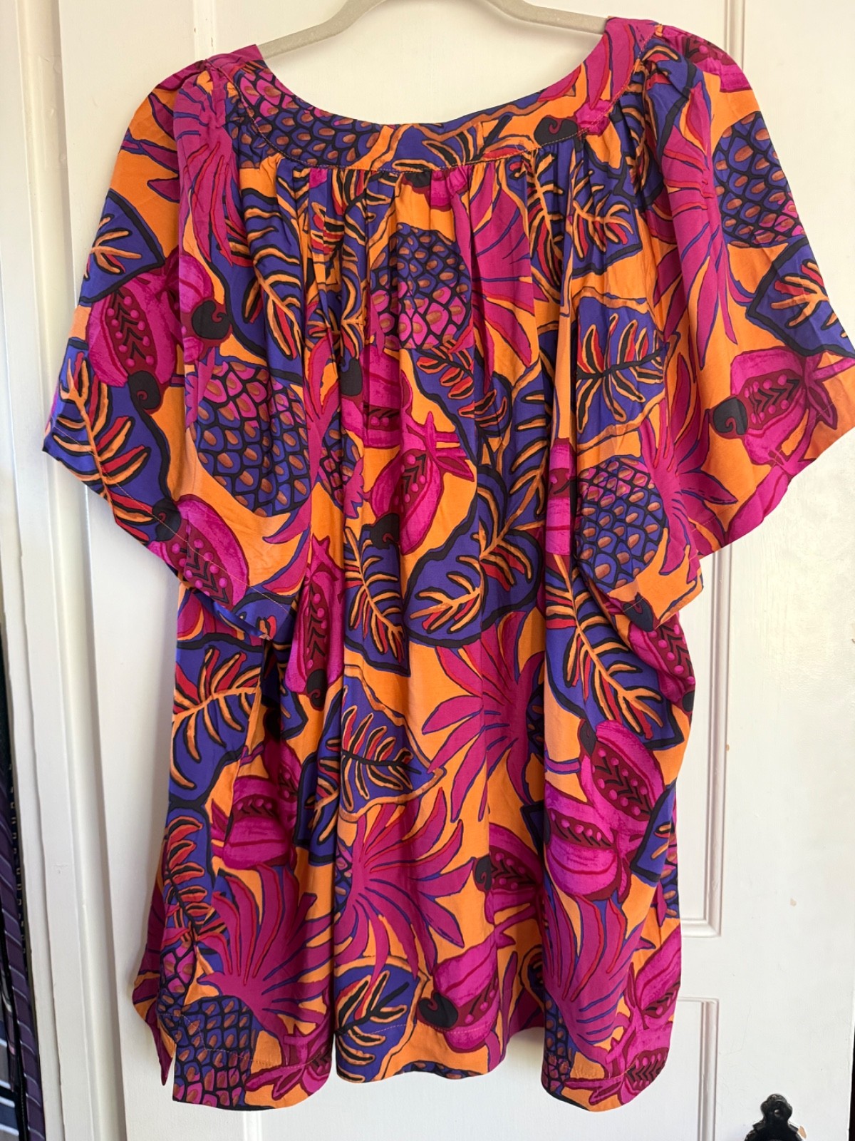 NWT $58 WORKSHOP Woven Boho Top Button Shirt Blouse Tunic Plus Sz 1X 3X Floral