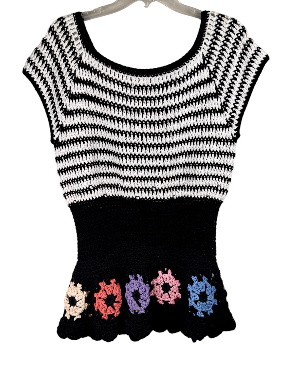hand made blouse crochet For Women’s Size M/L Short Sleeve Colorful Boho Fairy