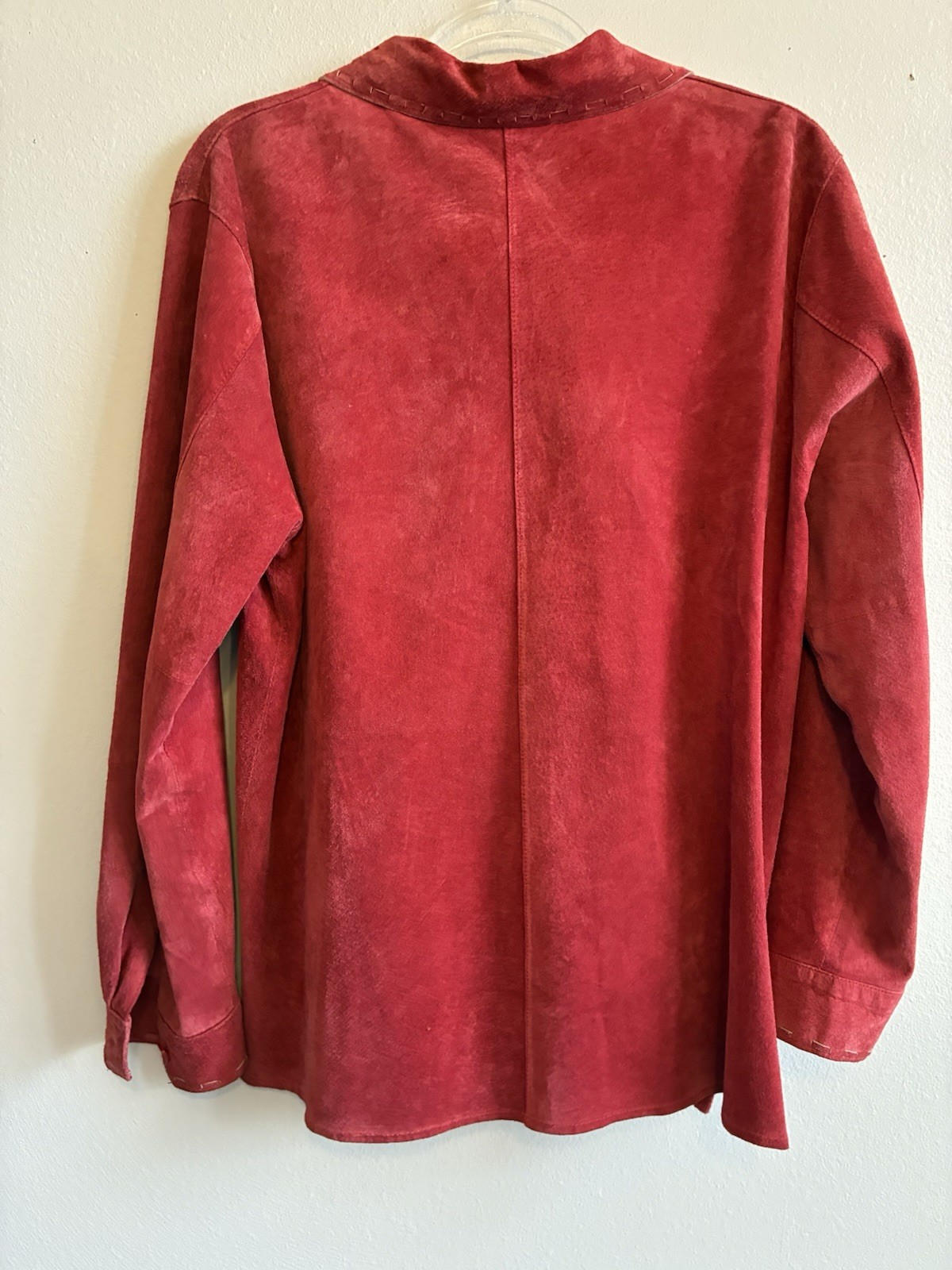 Vintage Red Genuine Suede Leather Shirt Jacket Women’s M Retro Western Boho 90s