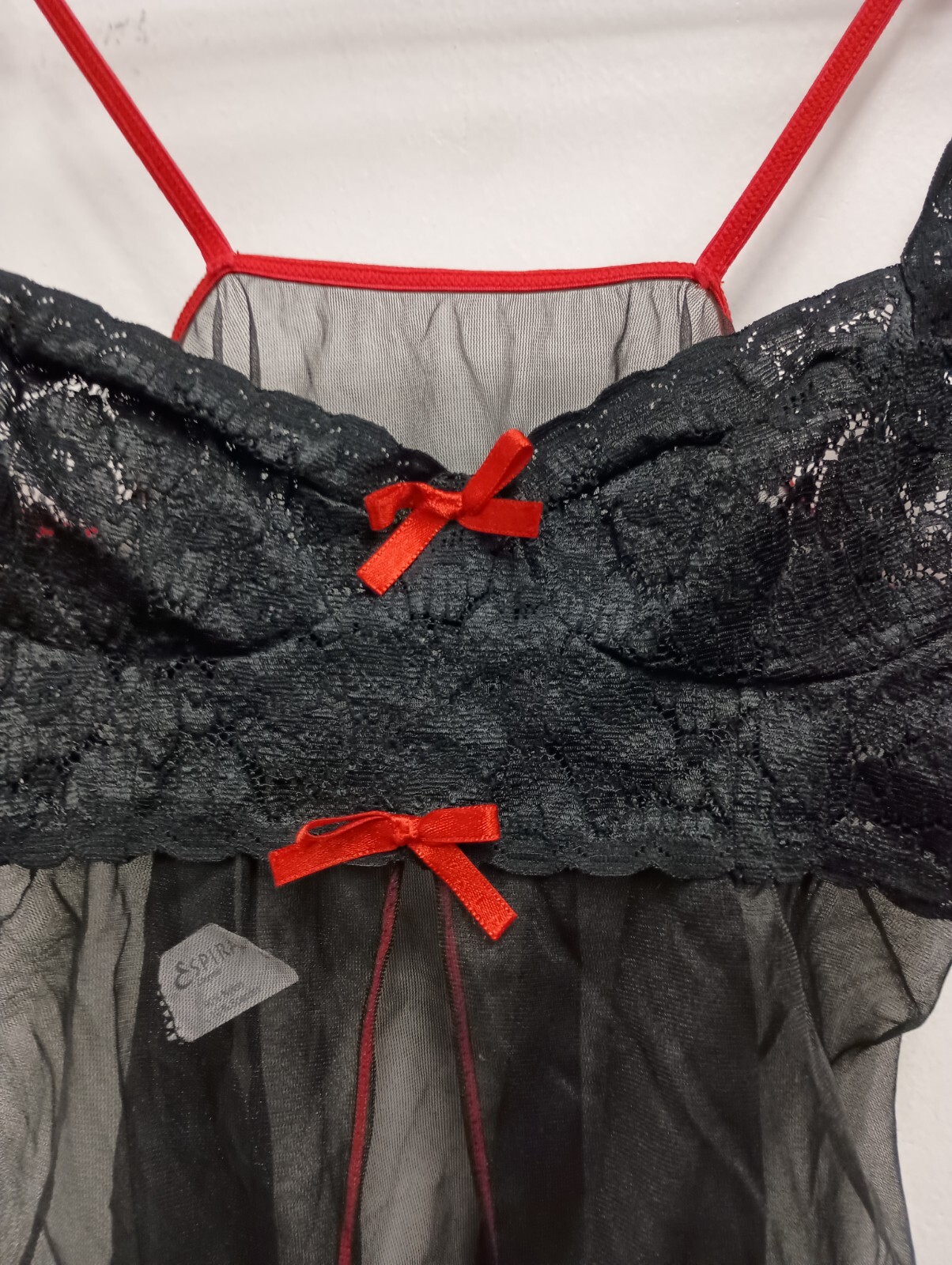 Espiral Babydoll Top Small Black Red Lace Sheer Whimsygoth Grunge Camisole