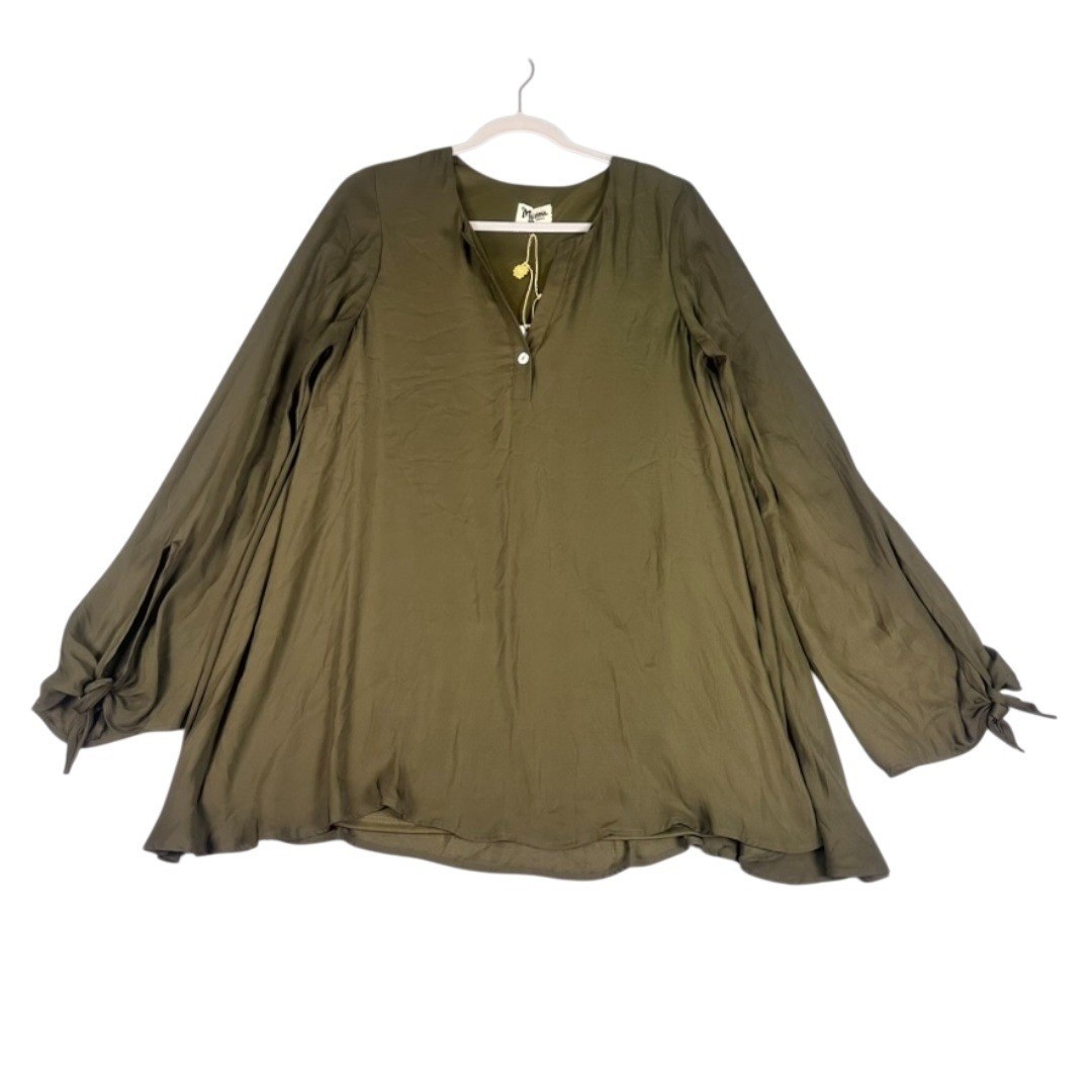 Show Me Your Mumu Johanna Tunic in Olive Silky Satin – Size Small – NWT