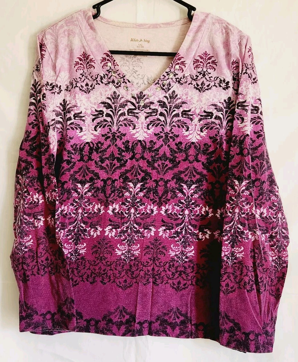 Women’s pink & purple White Stag shirt w/rhinestones size LG (12-14)